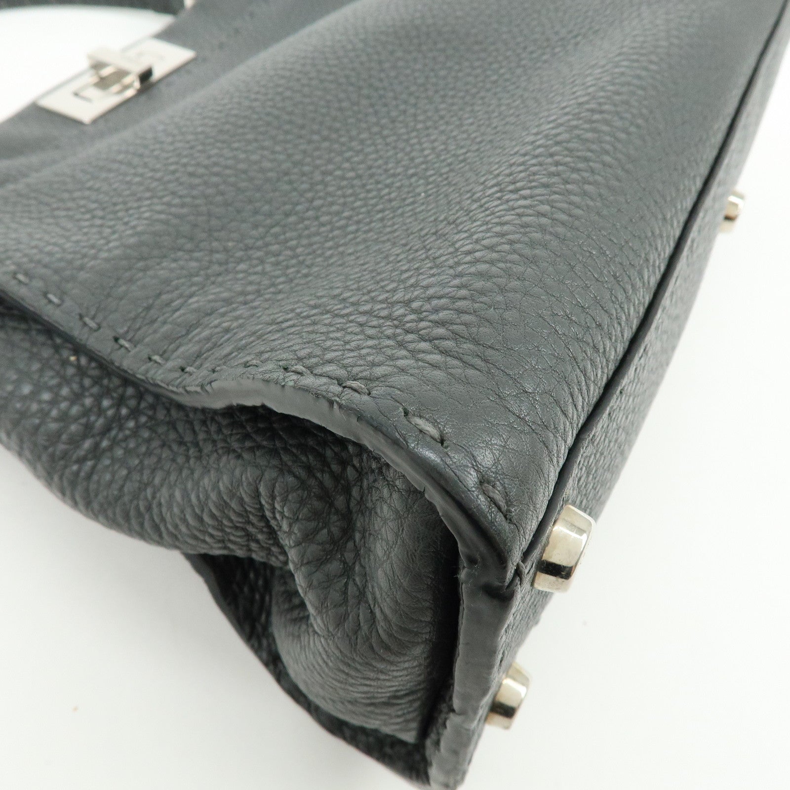 FENDI Selleria Peekaboo Calf Leather 2Way Shoulder Hand Bag 8BN226