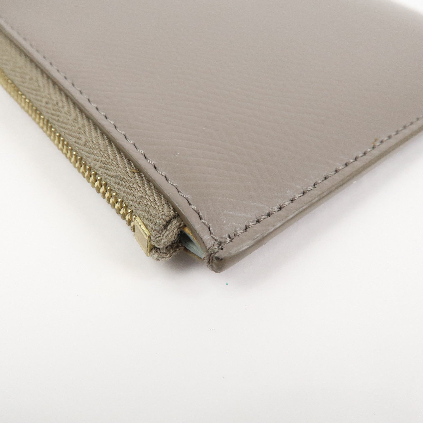 CELINE Leather Compact Wallet Card Case Beige