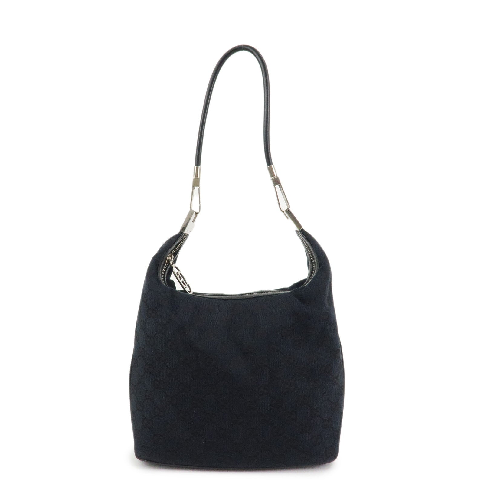 GUCCI GG Canvas Leather Shoulder Bag Black 001.3814 Used