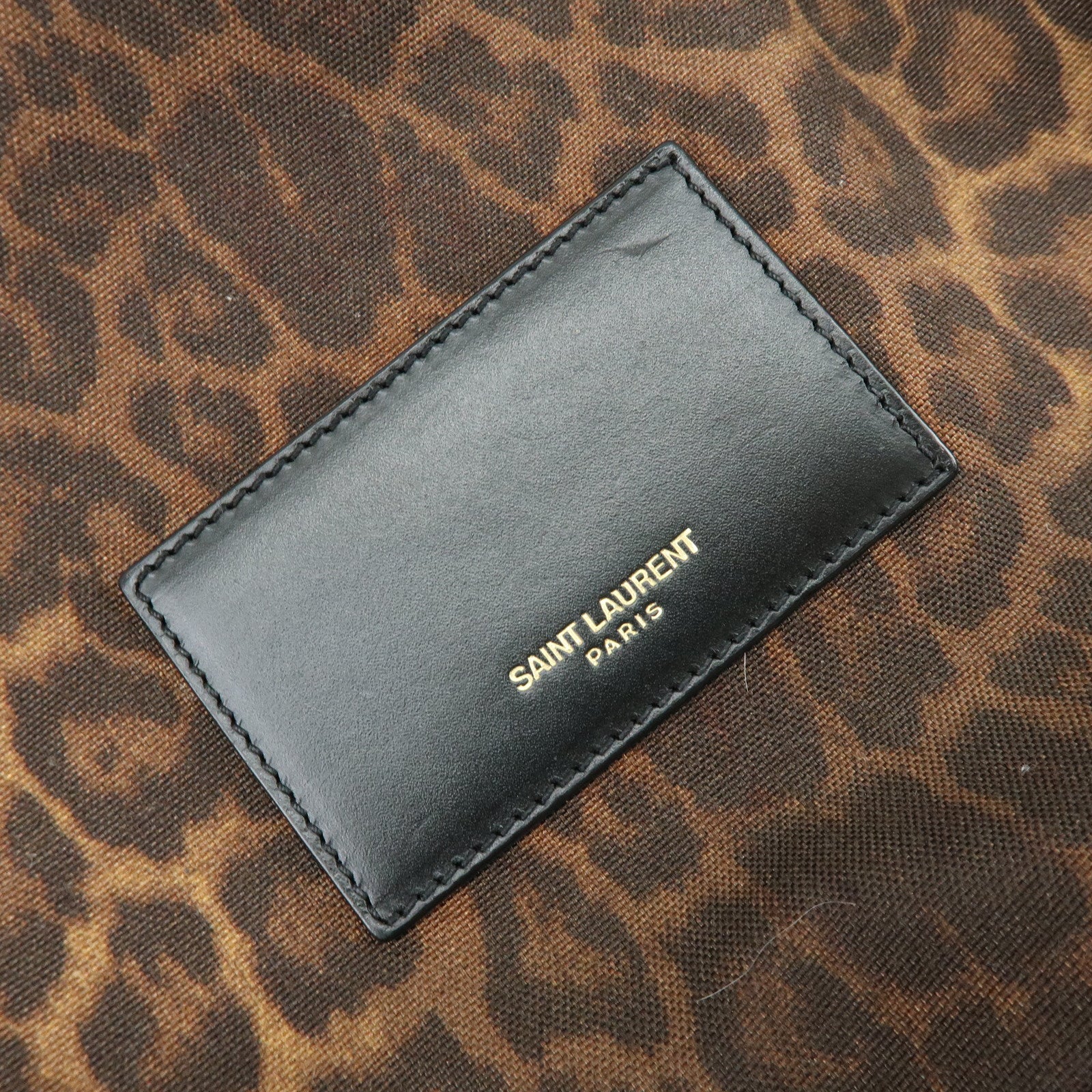 SAINT LAURENT PARIS Canvas Leather Backpack Leopard Brown 342609