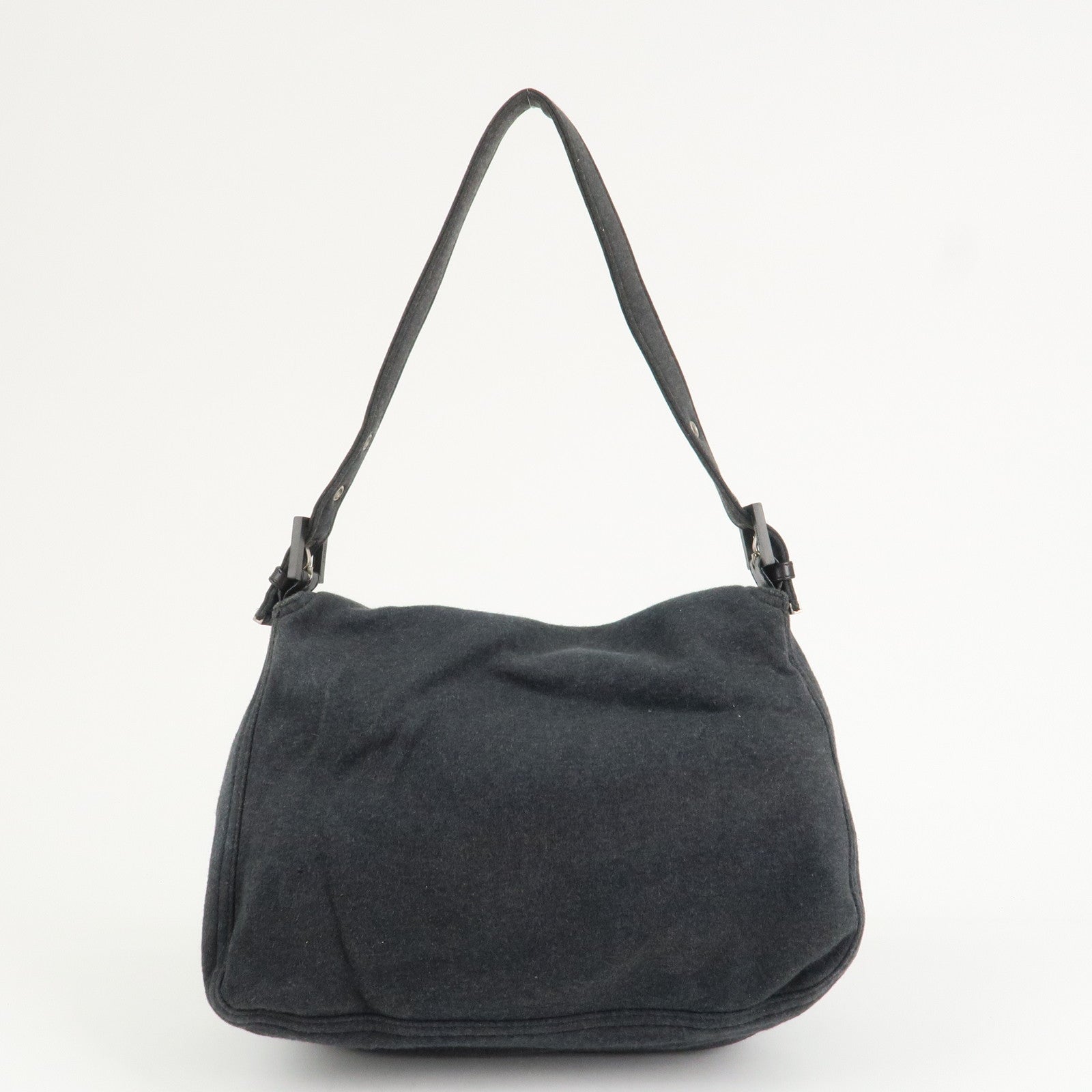 FENDI Mamma Baguette Cotton Shoulder Bag Hand Bag Gray 26325