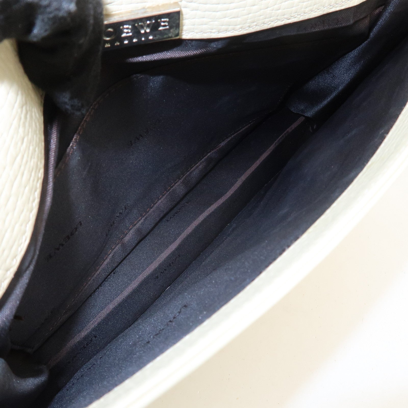 LOEWE Logo Leather Shoulder Bag Crossbody Bag Ivory