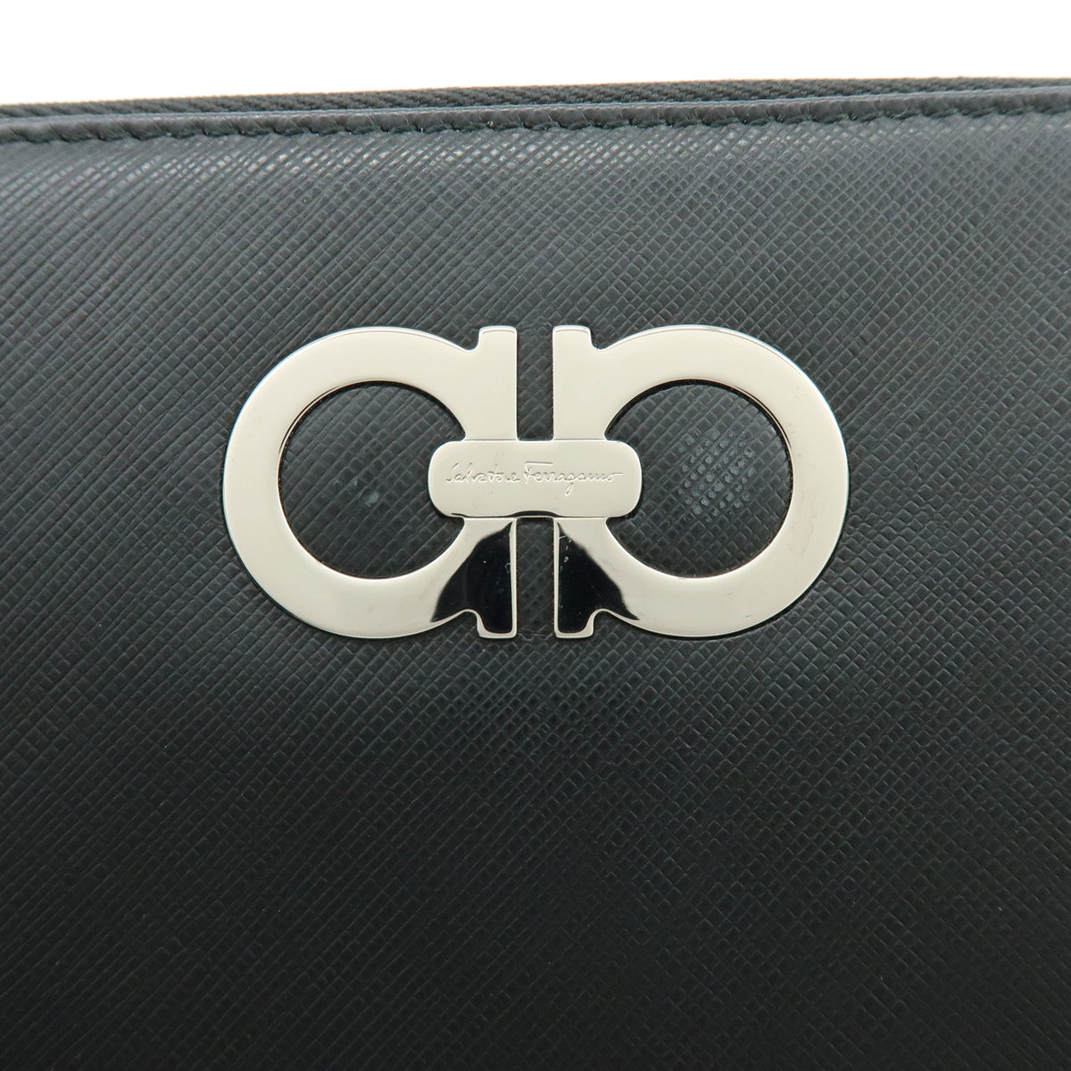 Ferragamo Ganchini Leather Long Wallet Black