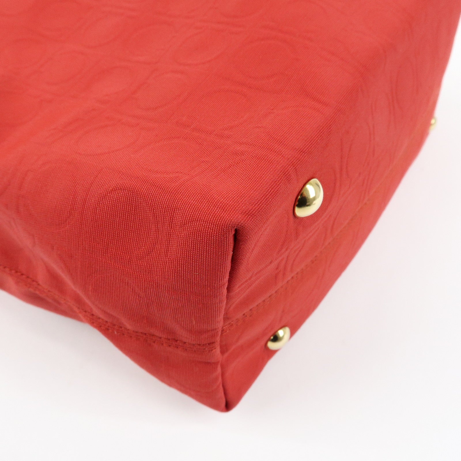 Ferragamo Gancini Canvas Leather Tote Shoulder Bag OSAKA 2004 Red