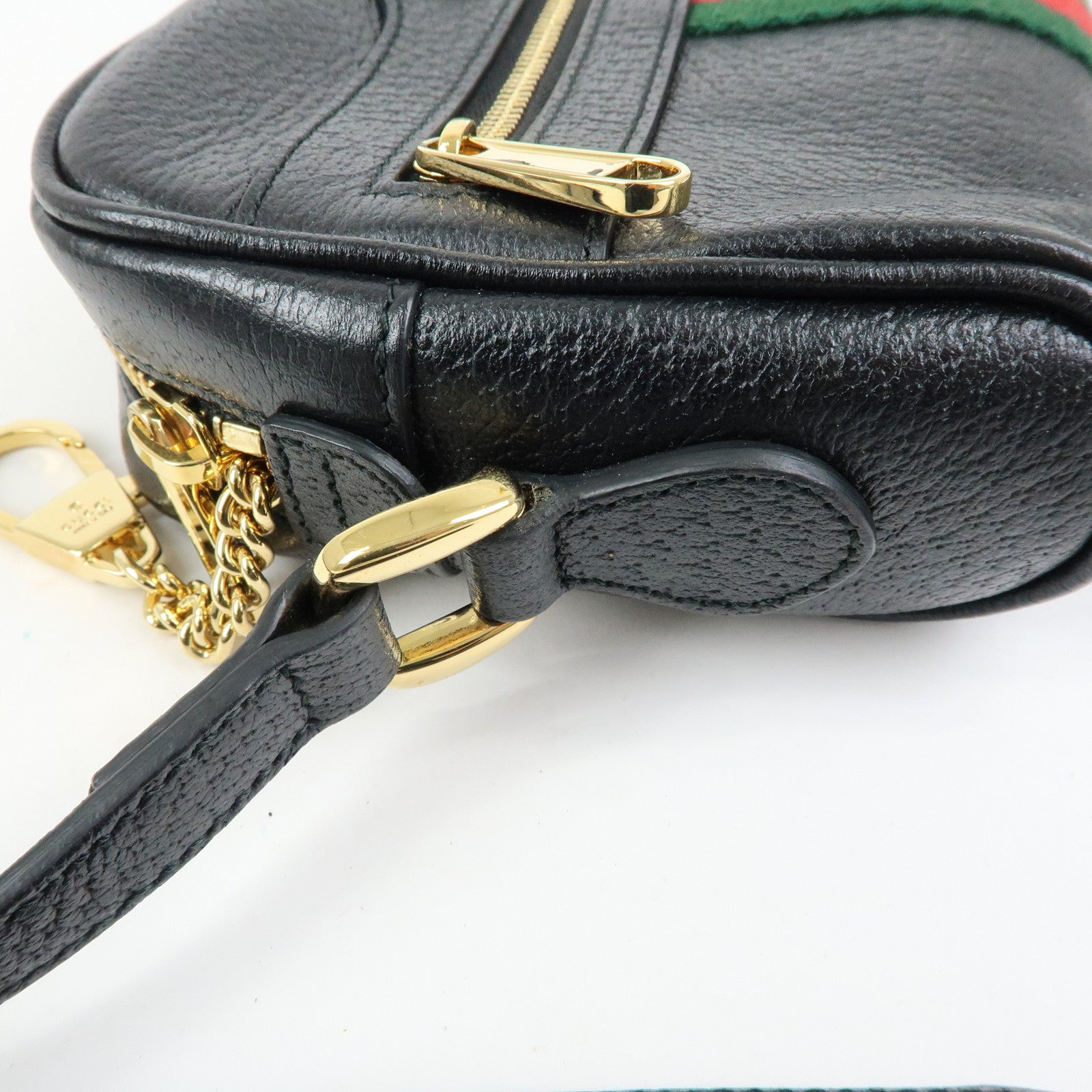 GUCCI Ophidia Sherry Leather Shoulder Crossbody Bag Black 517350