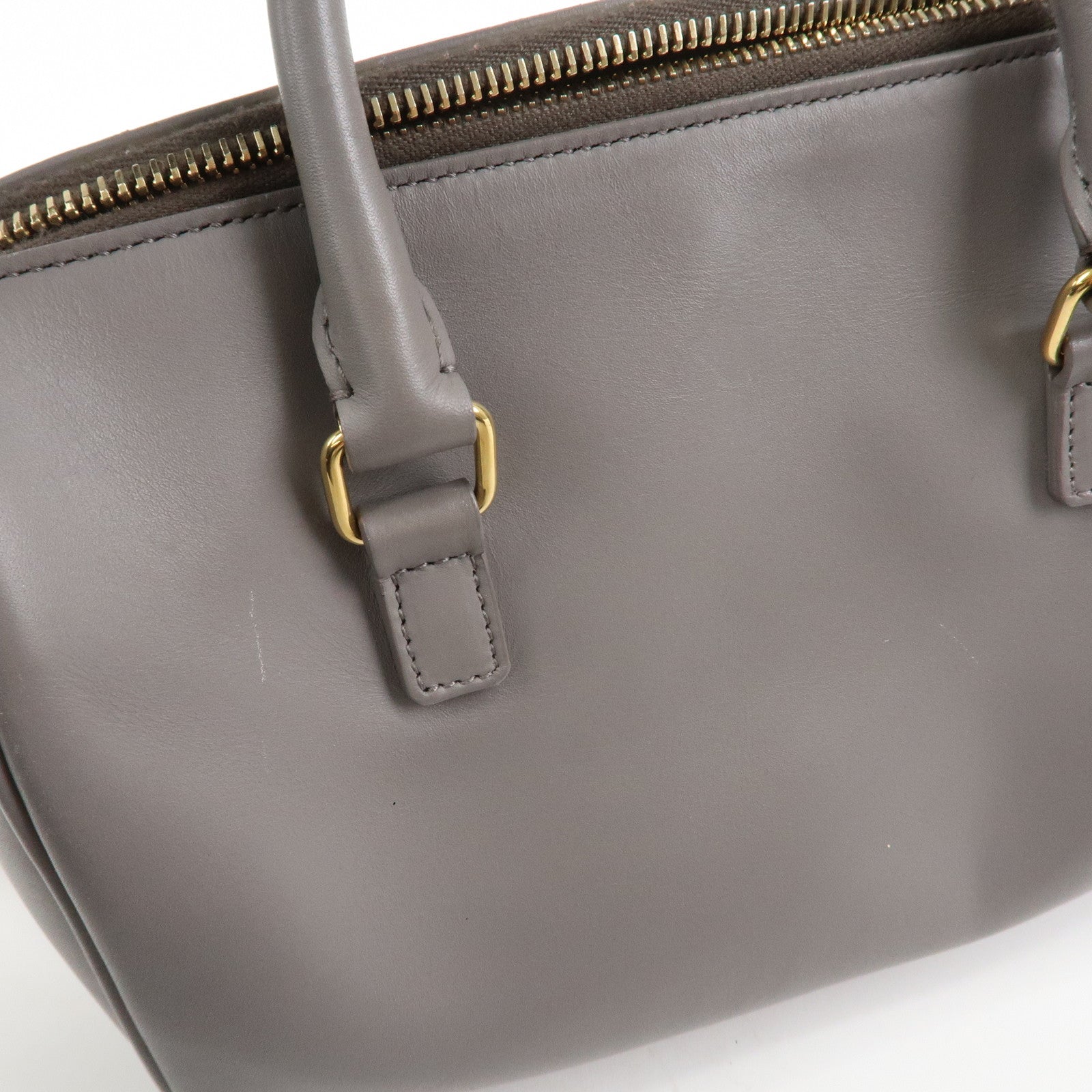 SAINT LAURENT PARIS Baby Duffle Leather 2WAY Hand Bag Gray 330958