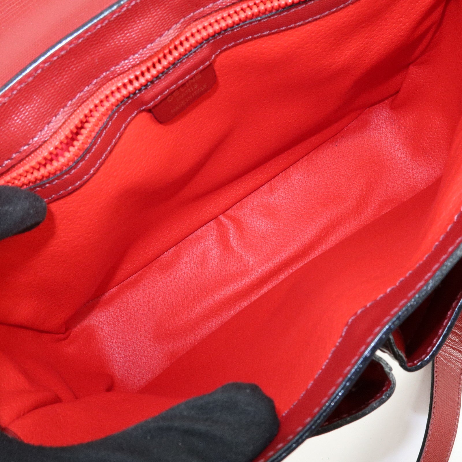 CELINE Leather 2WAY Bag Shoulder Bag Hand Bag Red