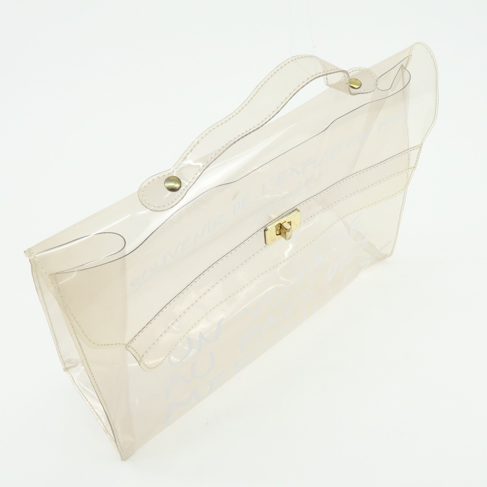 HERMES Kelly Vinyl Hand Bag Clear Transparent