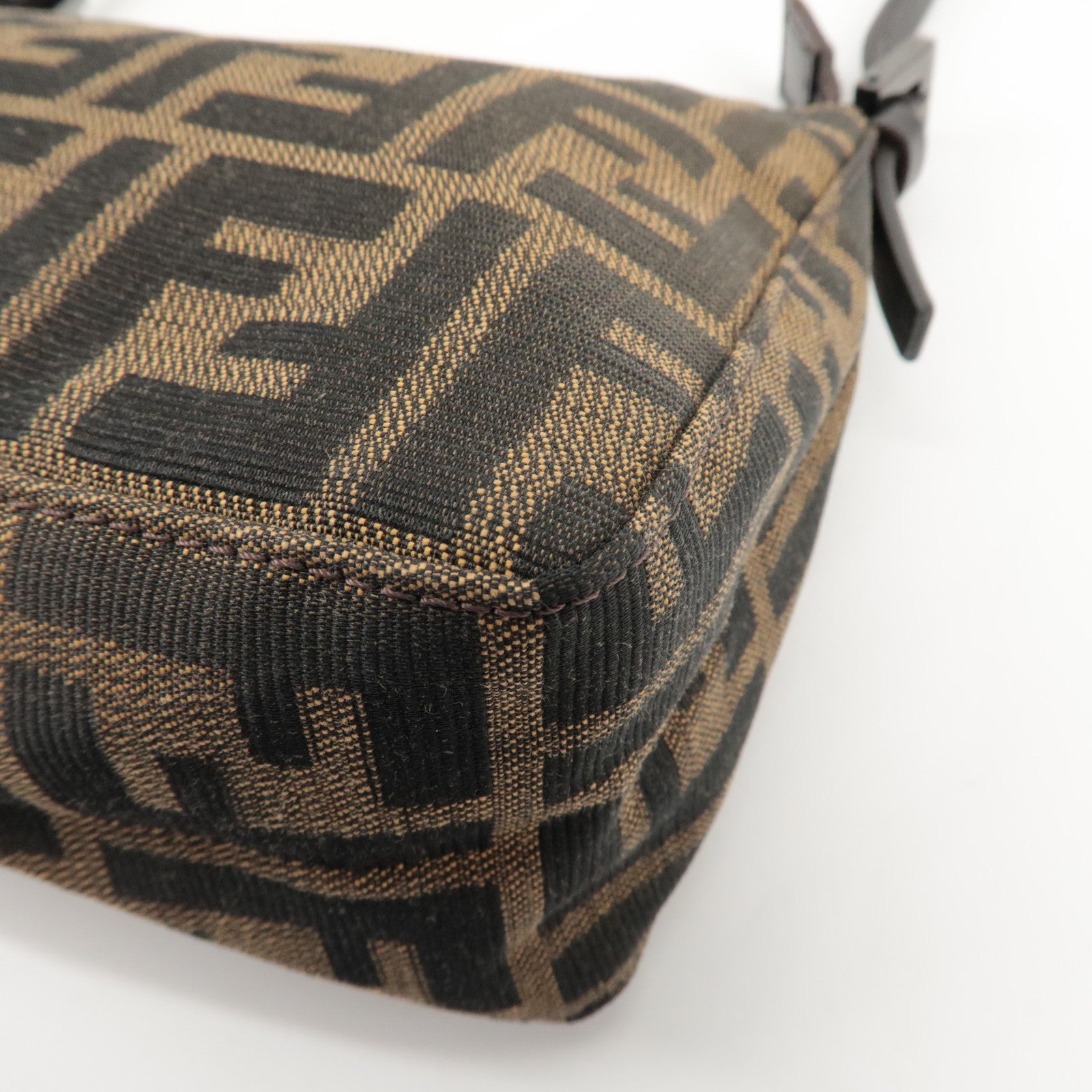 FENDI Zucca Canvas Leather Mini Hand Bag Brown 8BR155 Used