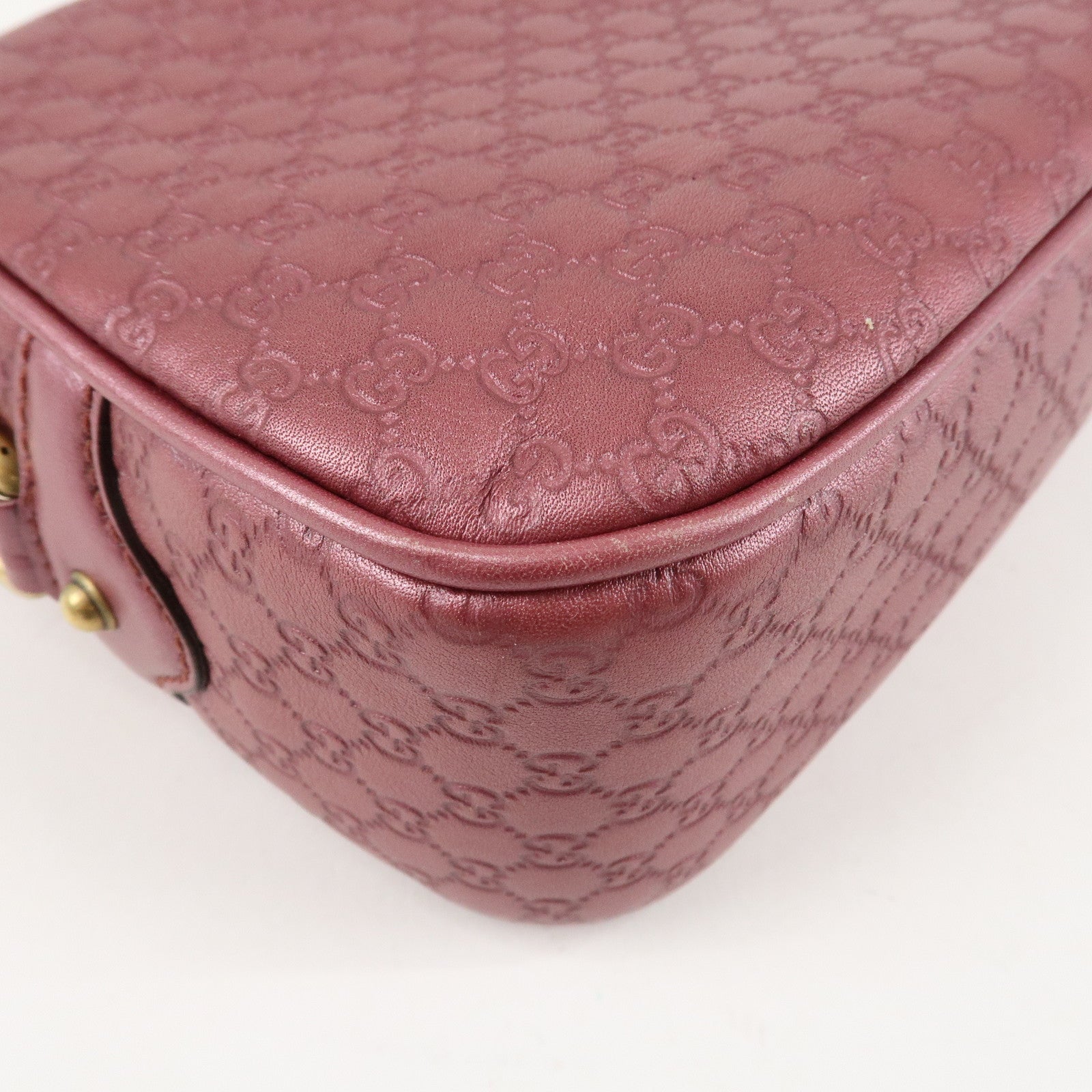 GUCCI Micro Guccissima Leather Shoulder Bag Metallic Pink 309538 Used