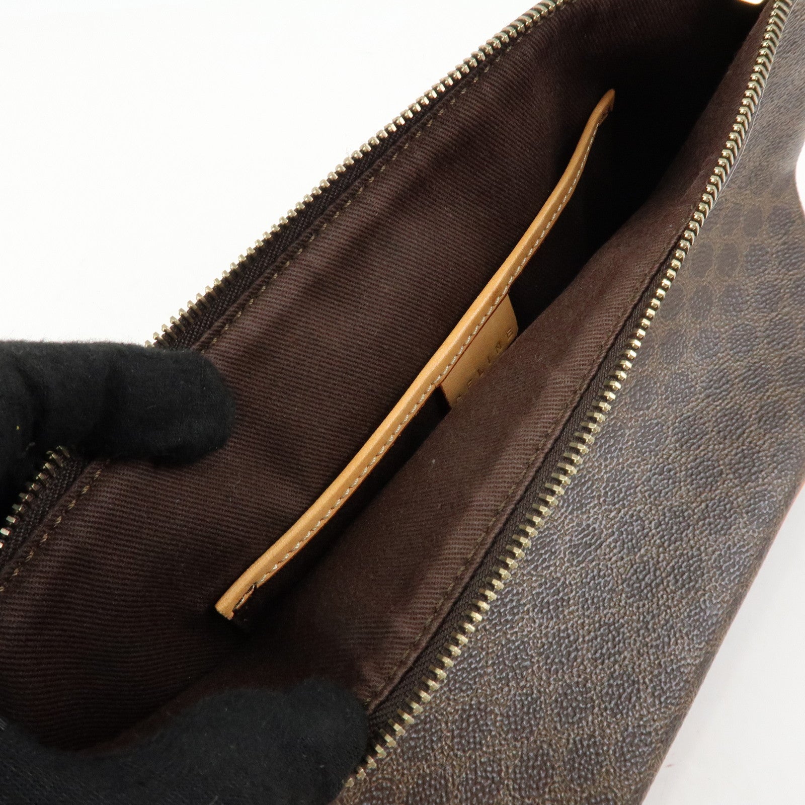 CELINE Macadam PVC Leather Shoulder Bag Hand Bag Brown