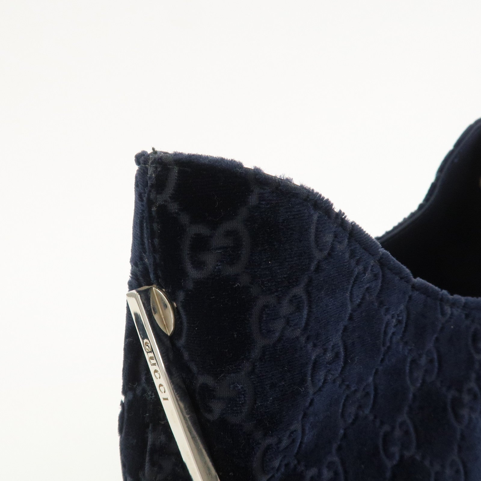 GUCCI Velvet GG Monogram Shoulder Bag Hand Bag Navy 001・2123