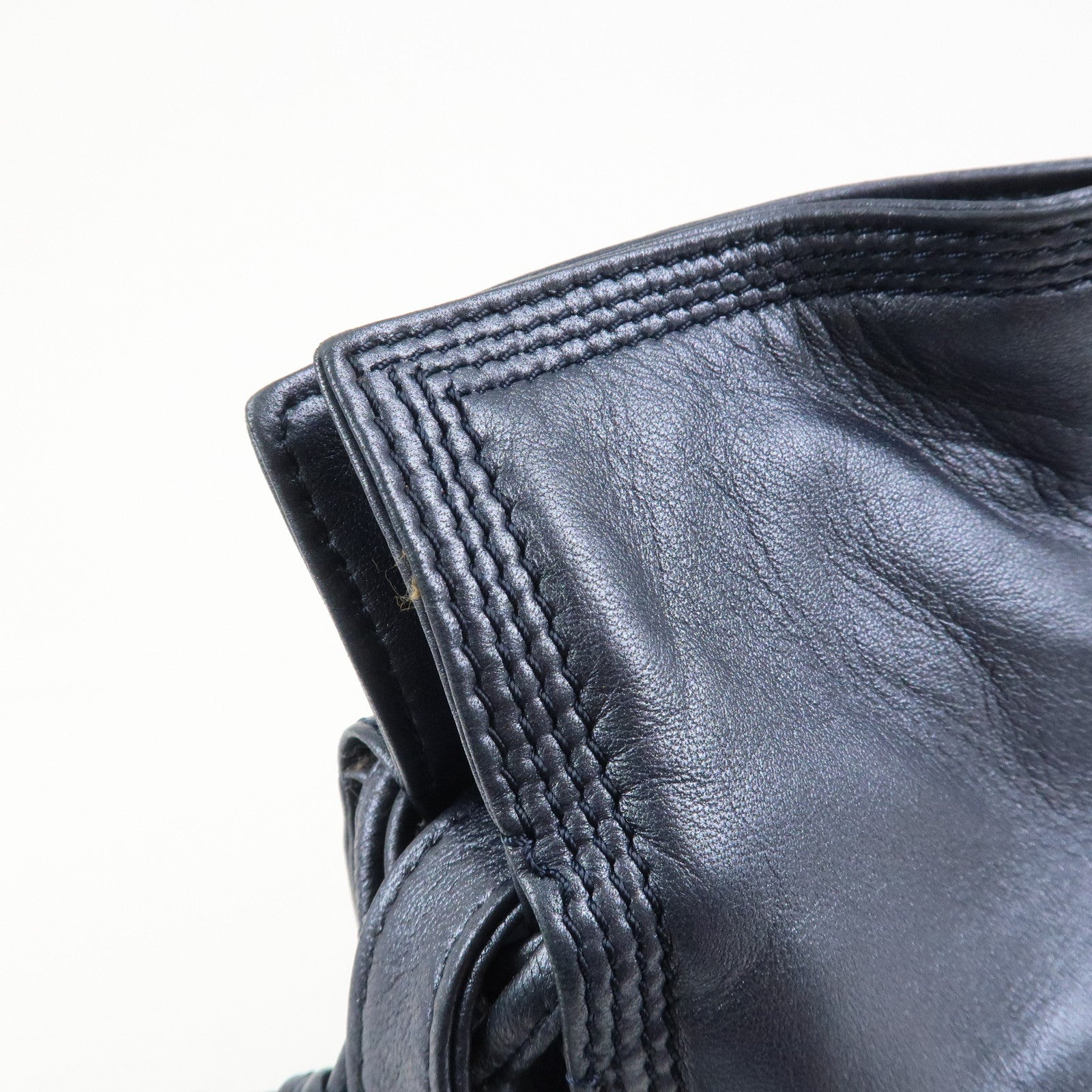 LOEWE Anagram Leather Shoulder Bag Hand Bag Metallic Blue