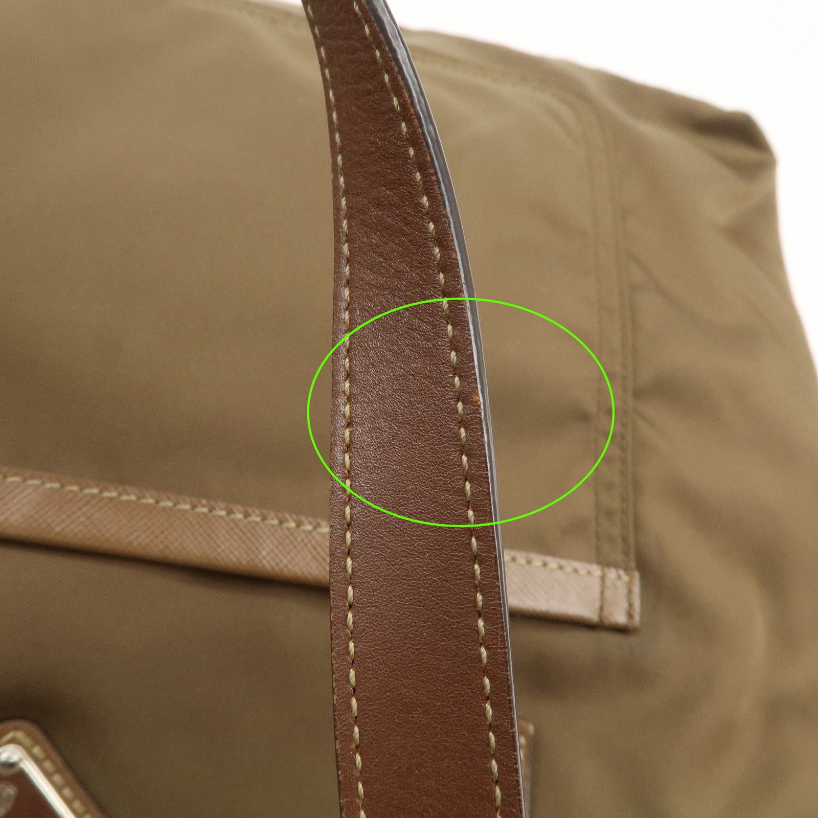 PRADA Triangle Logo Nylon Saffiano Leather Tote Bag Shoulder Bag