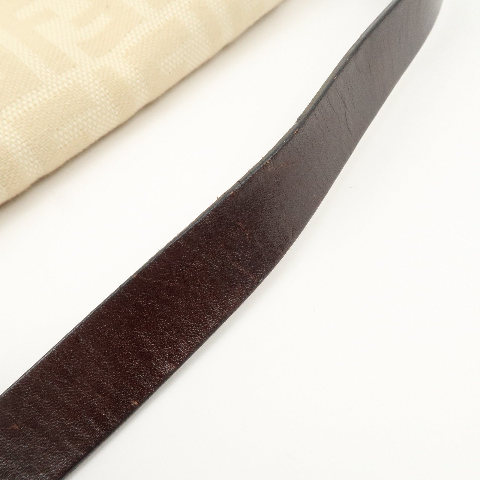 FENDI Mamma Baguette Zucca Canvas Shoulder Bag Beige 26325 Used