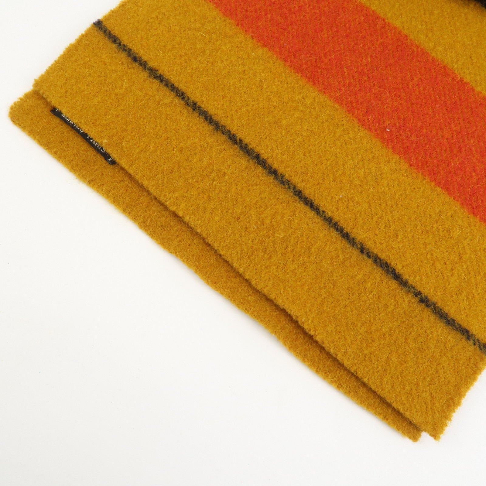HERMES Rocabar logo Wool 100% Scarf Stole Muffler Yellow