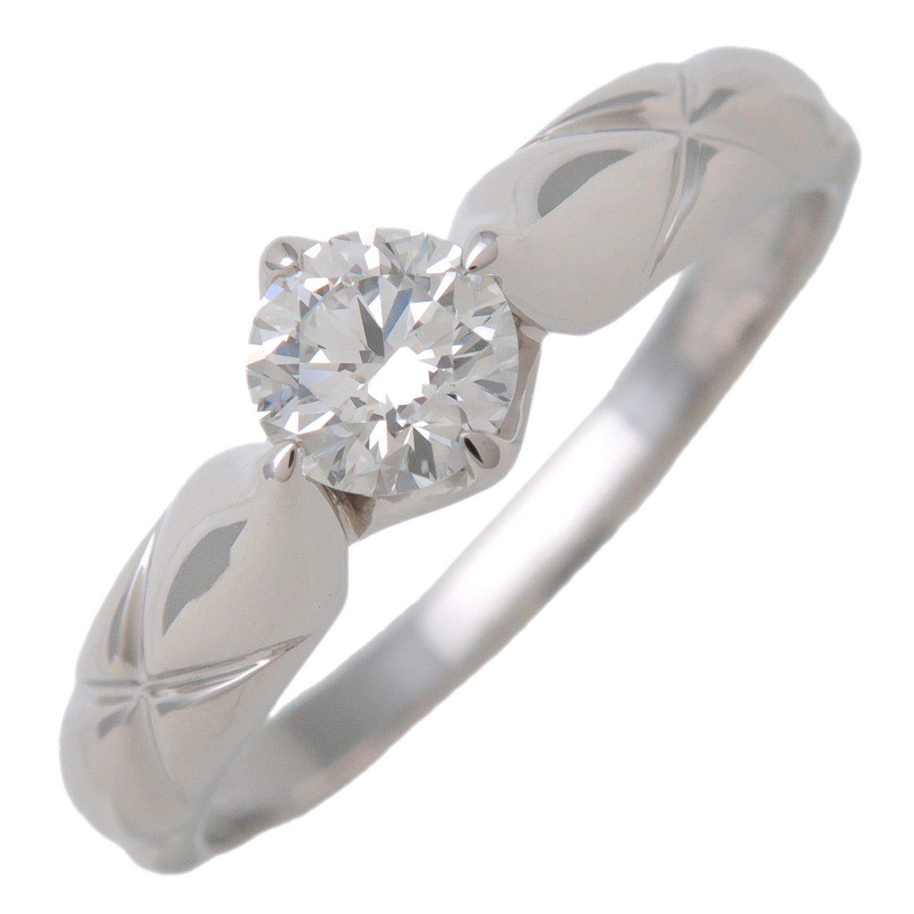 CHANEL Matelasse 1P Diamond Ring PT950 Platinum US5.5 EU51 HK12
