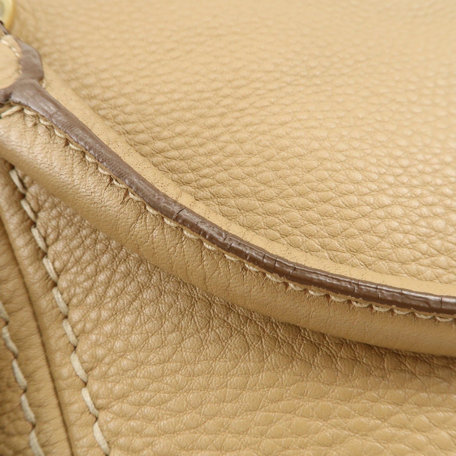 PRADA Logo Leather 2Way Bag Hand Bag Shoulder Bag Camel