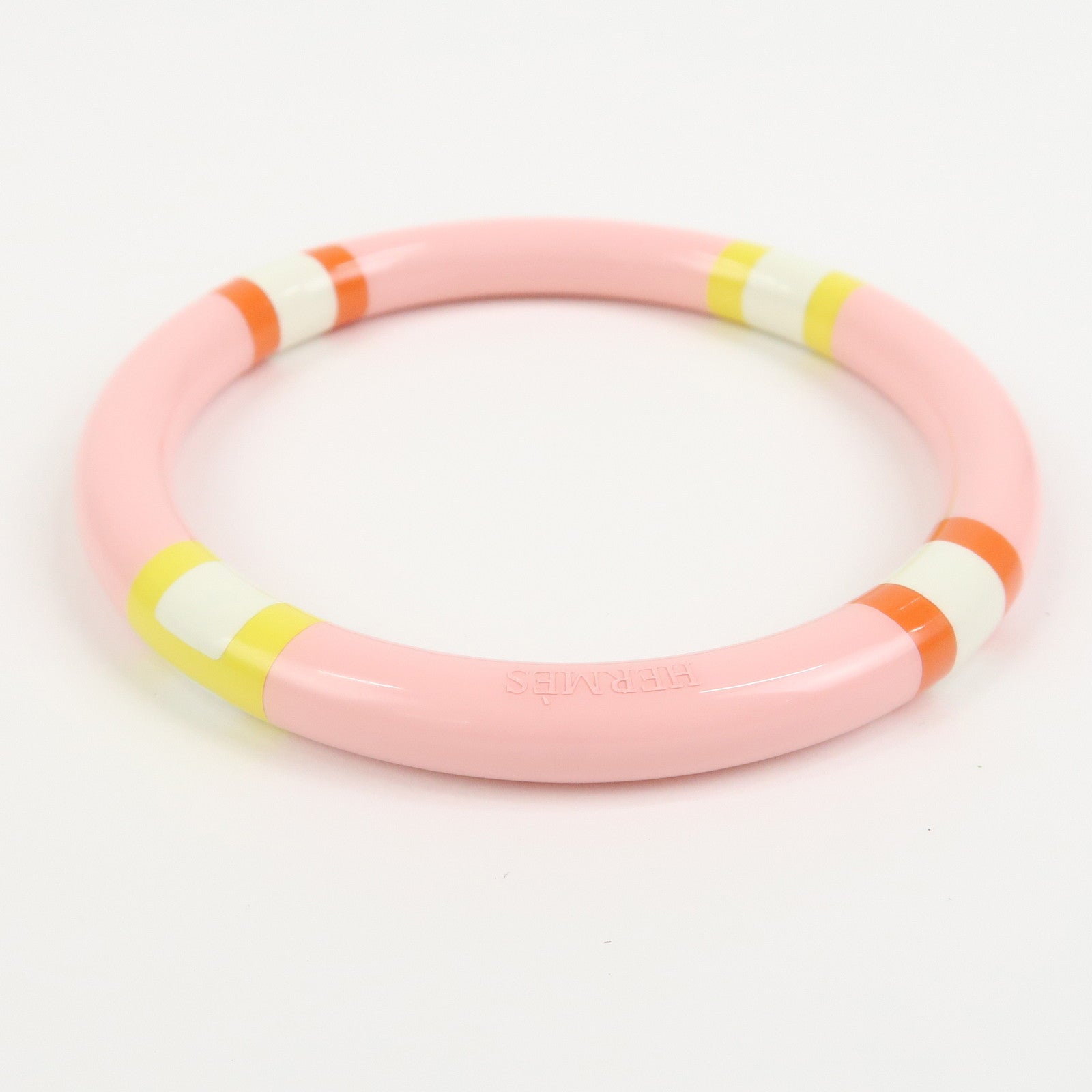 HERMES H Equipe PM Lacquered Wood Bracelet Bangle Pink