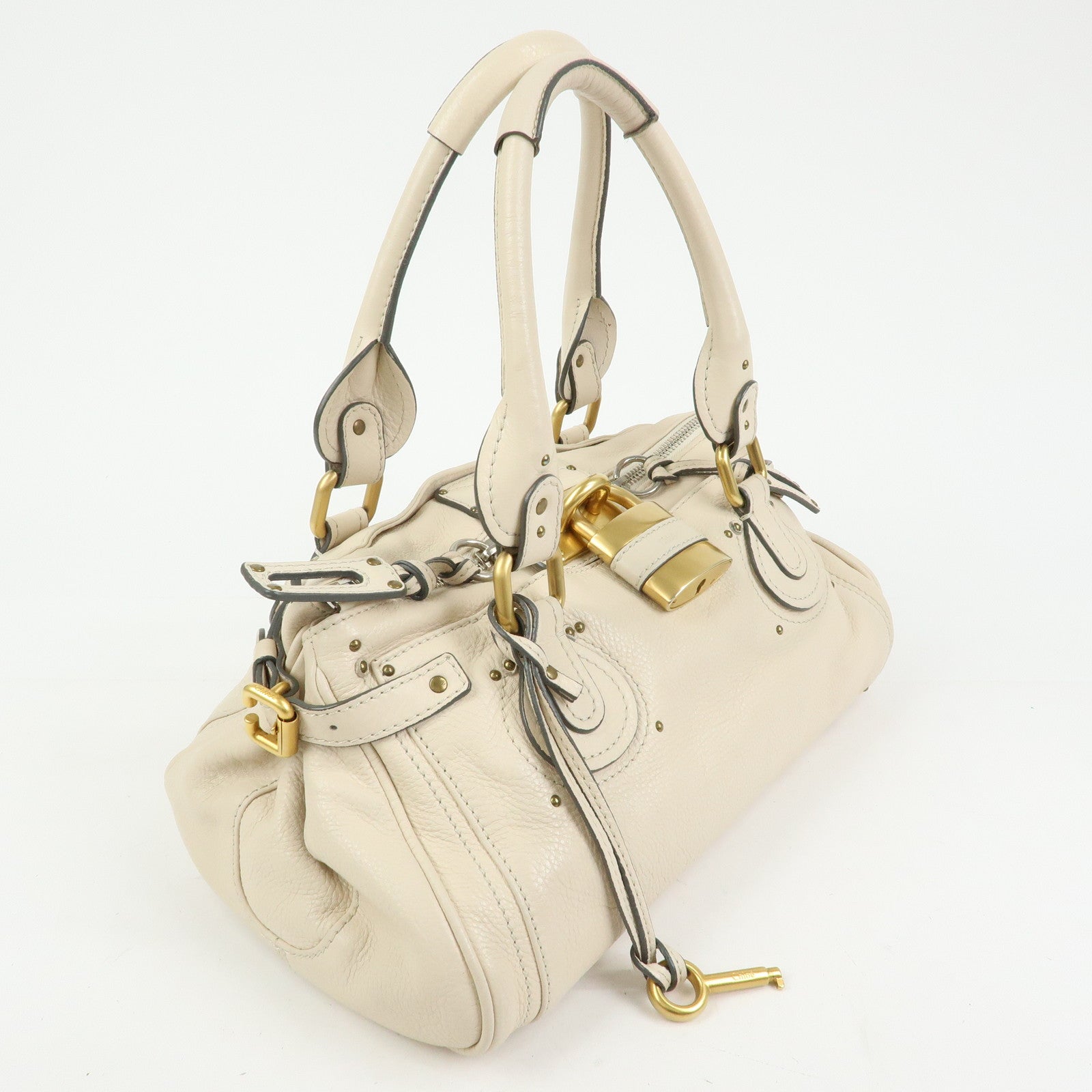 Chloe Paddington Leather Medium Hand Bag Shoulder Bag Ivory