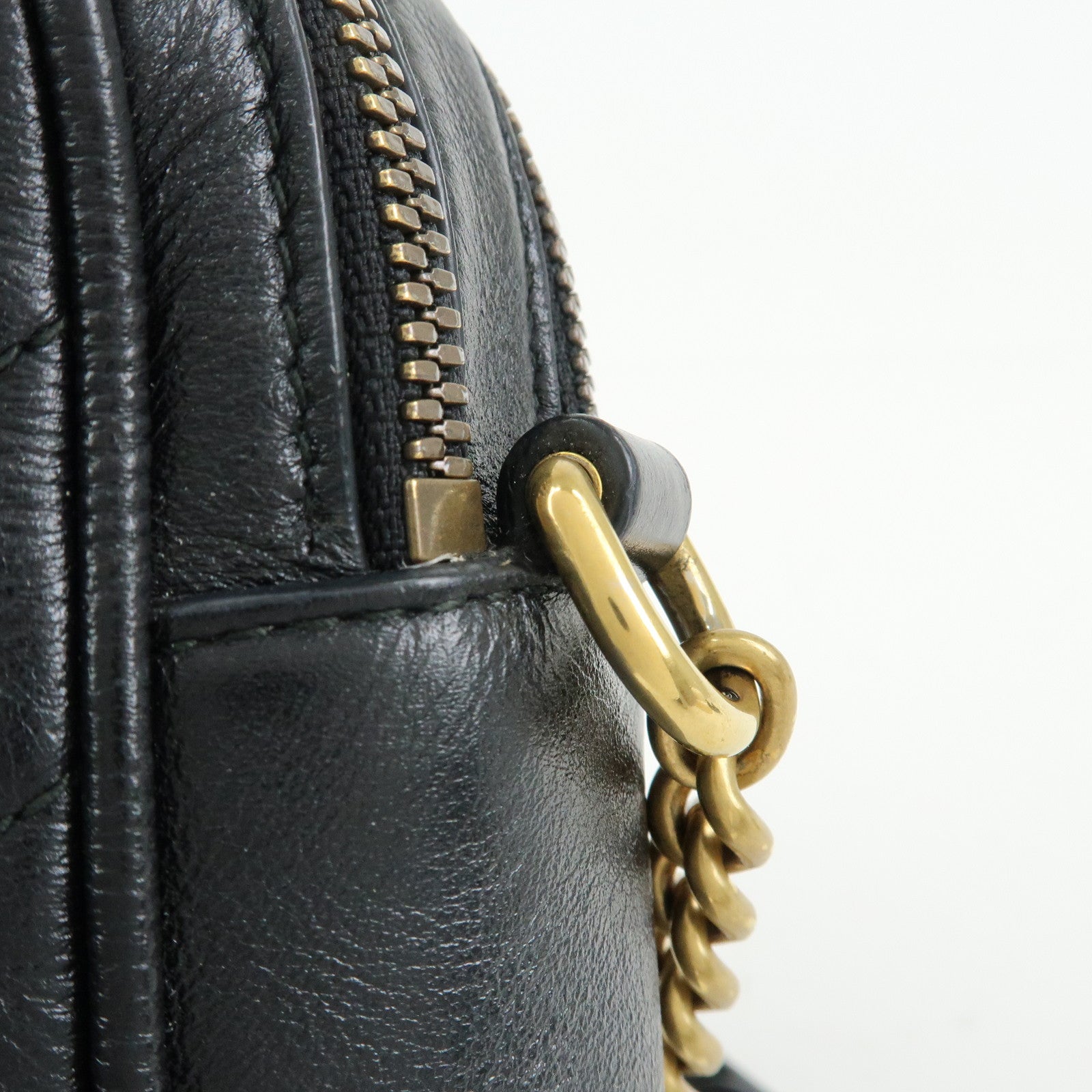 GUCCI GG Marmont Leather Chain Shoulder Crossbody Bag Black 550155