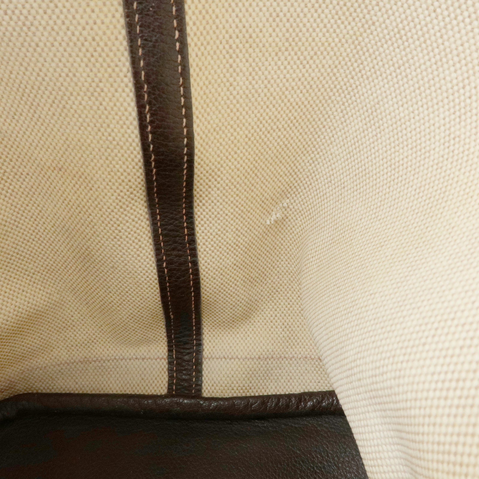 HERMES Canvas Leather Garden Party PM 笆。I Stamped Tote Bag Beige