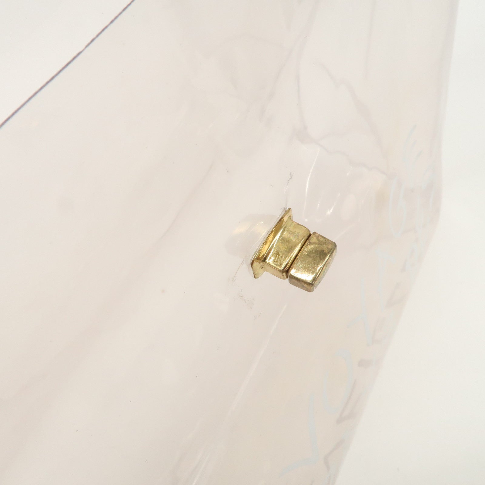 HERMES Kelly Vinyl Hand Bag Clear Transparent Gold Hardware Used