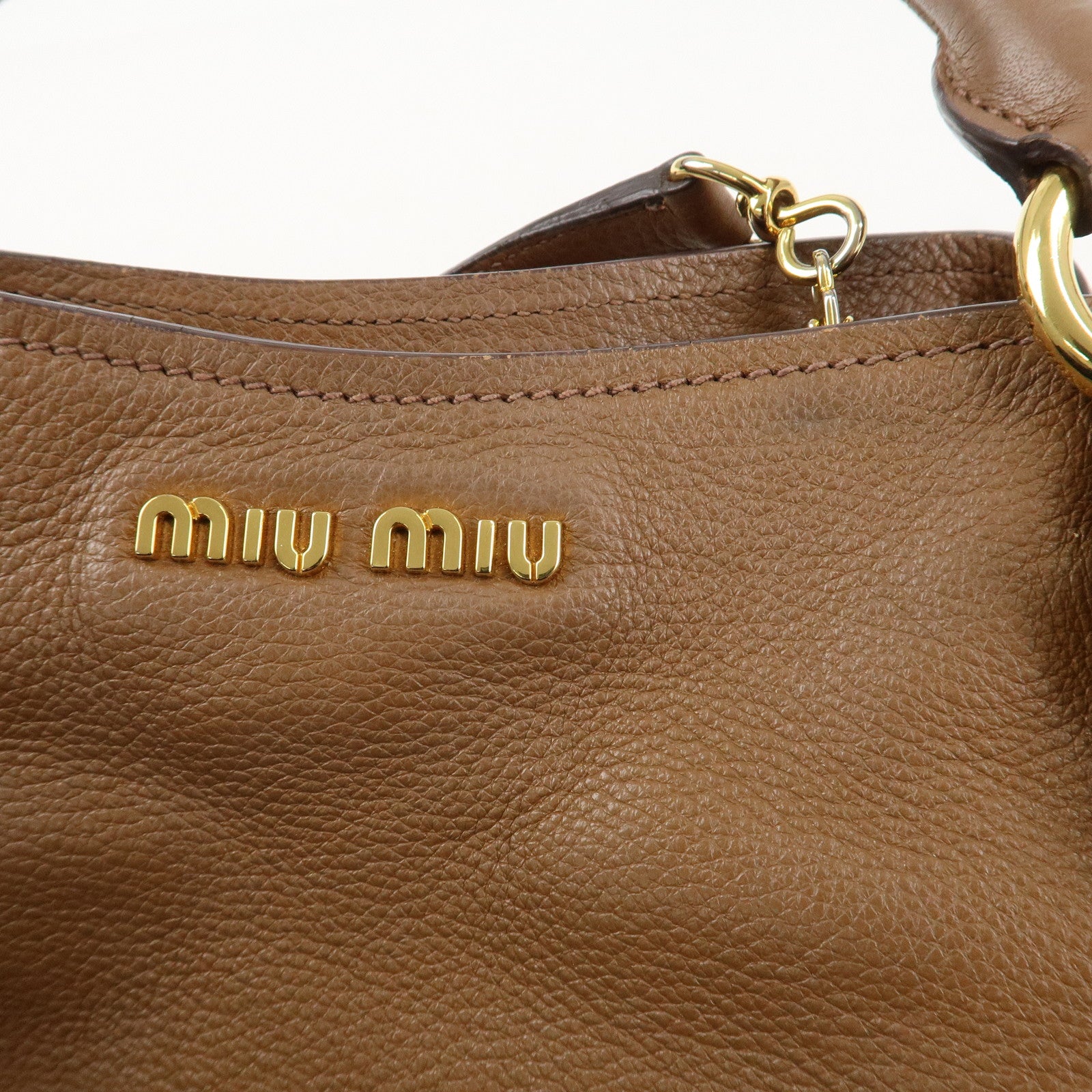 MIU MIU Vitello Phenix Leather Shoulder Bag Hand Bag Brown RN0886 Used