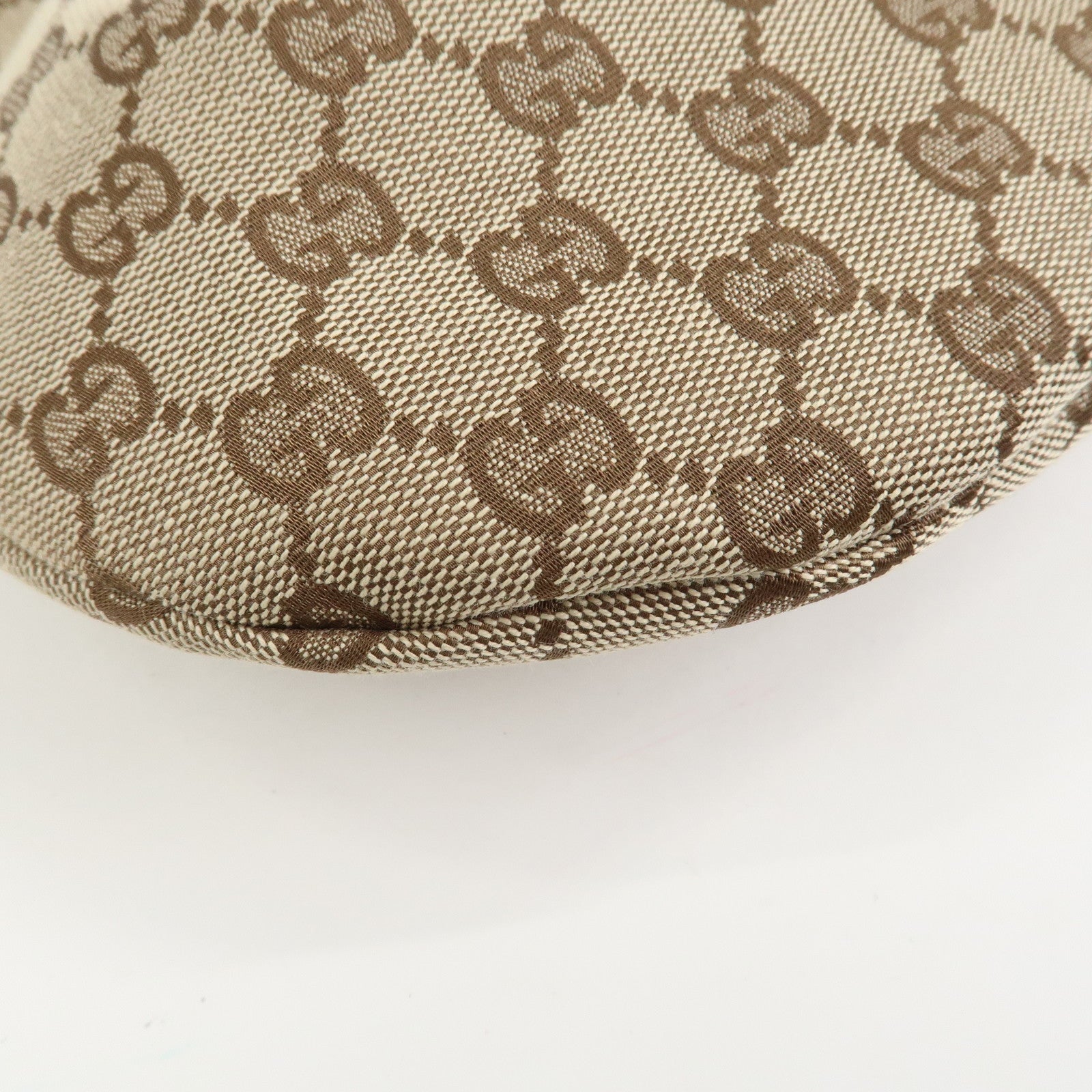 GUCCI Bamboo GG Canvas Leather Hand Bag Brown Light Blue 124297