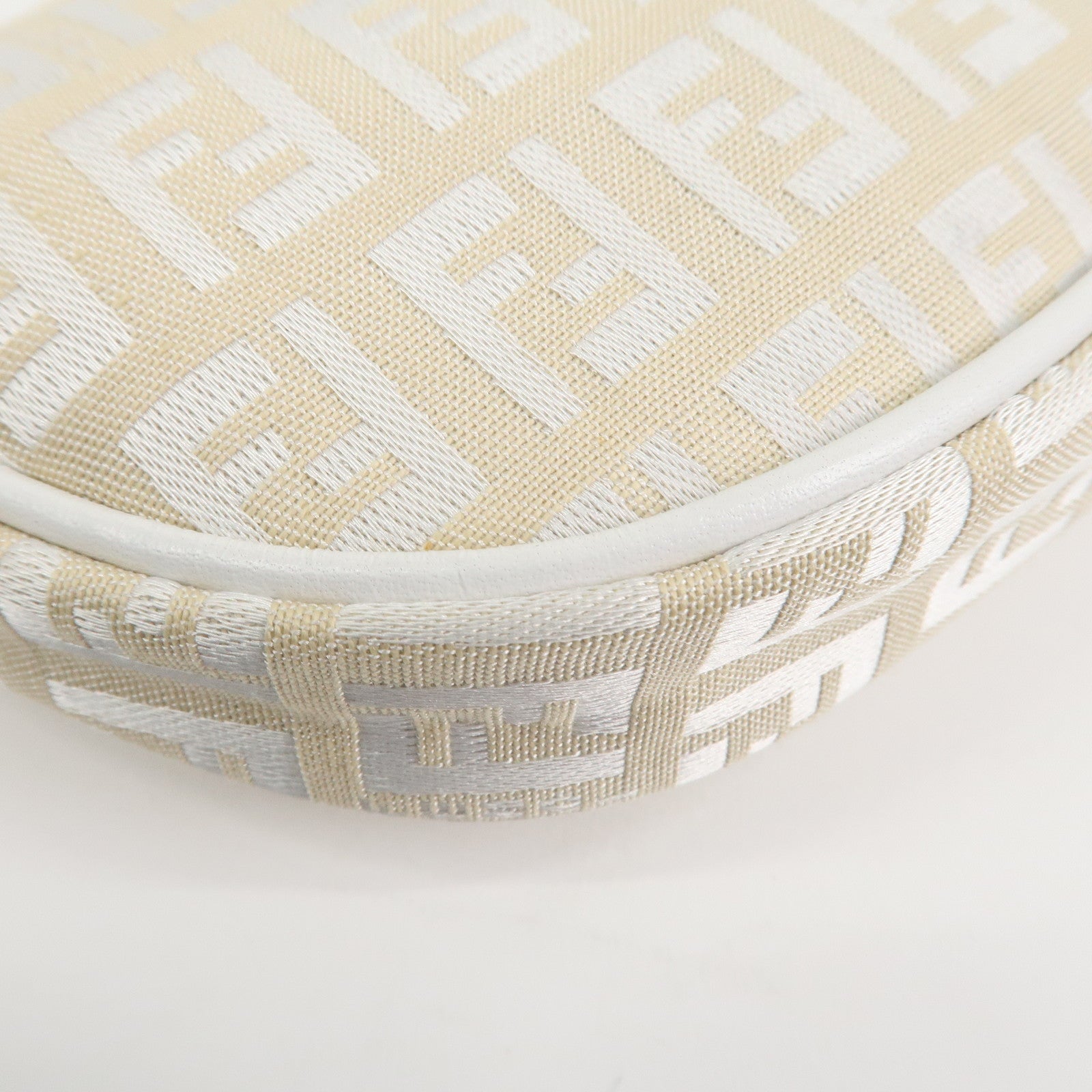 FENDI Zucchino Canvas Leather Accessory Pouch Shoulder Bag 8BR133