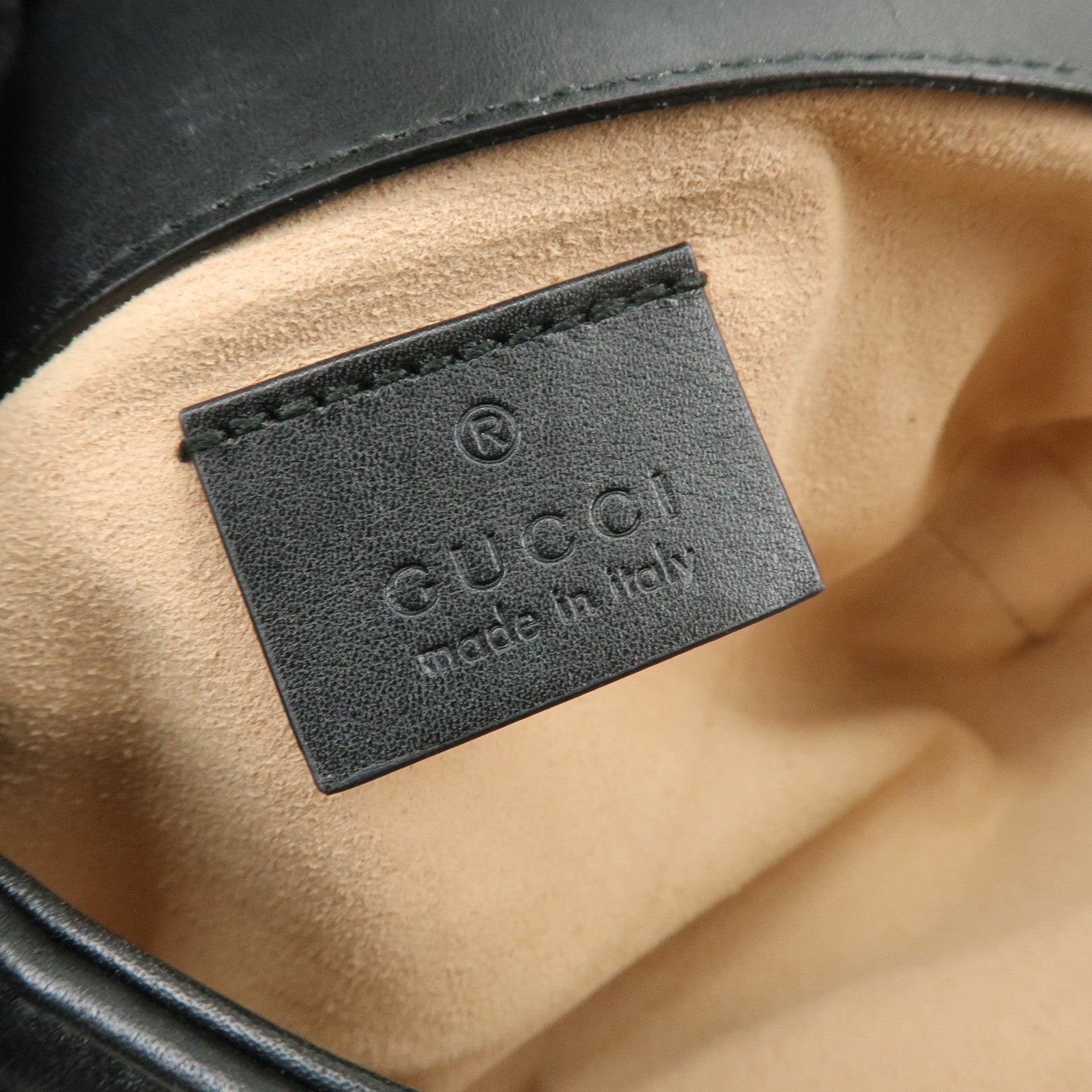 GUCCI GG Marmont Leather Chain Shoulder Bag Black Gold 476433
