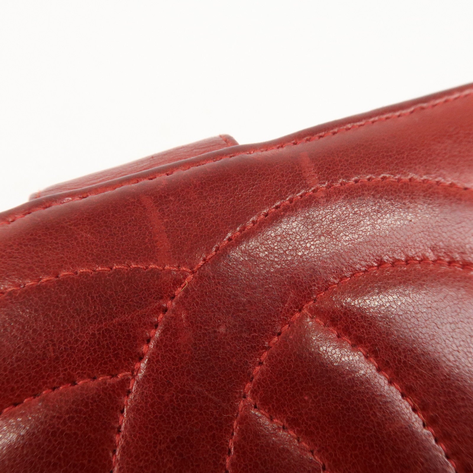 CHANEL COCO Mark Caviarskin Bi-fold Wallet Red A01429 Used