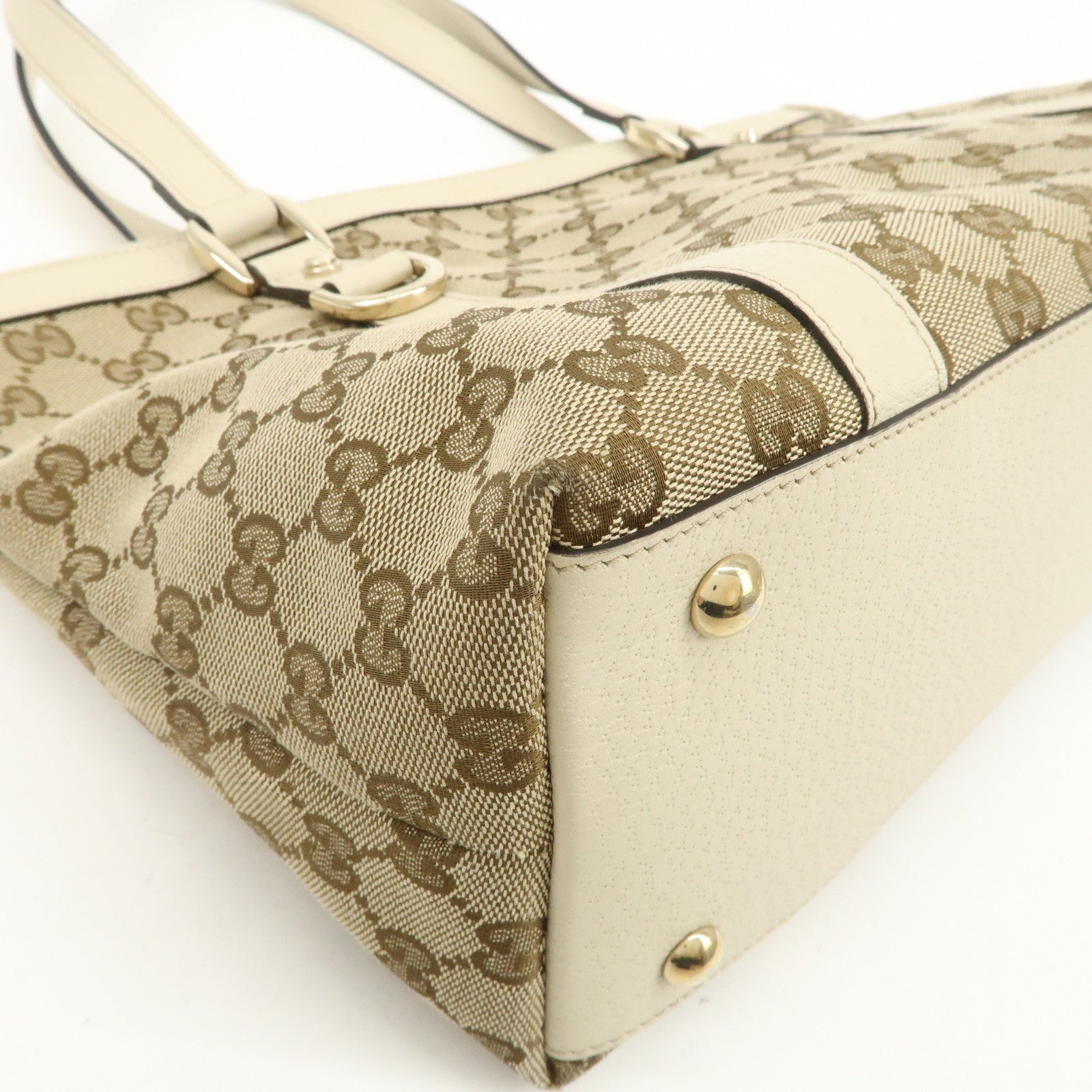 GUCCI Abbey GG Canvas Leather Tote Bag Shoulder Bag Brown 141470