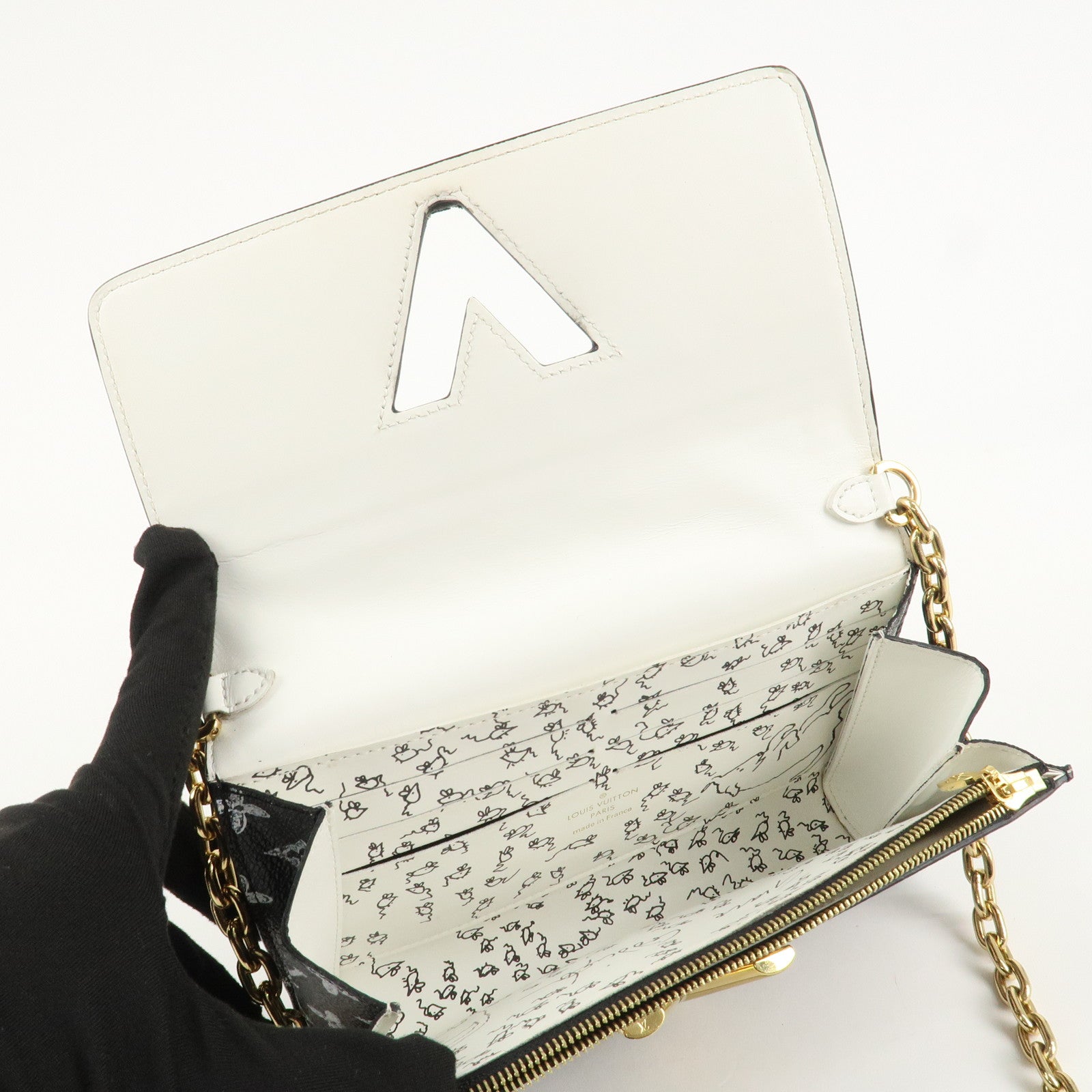 Louis Vuitton Catgram Portefeuille Chain Wallet Bag M63888 Used