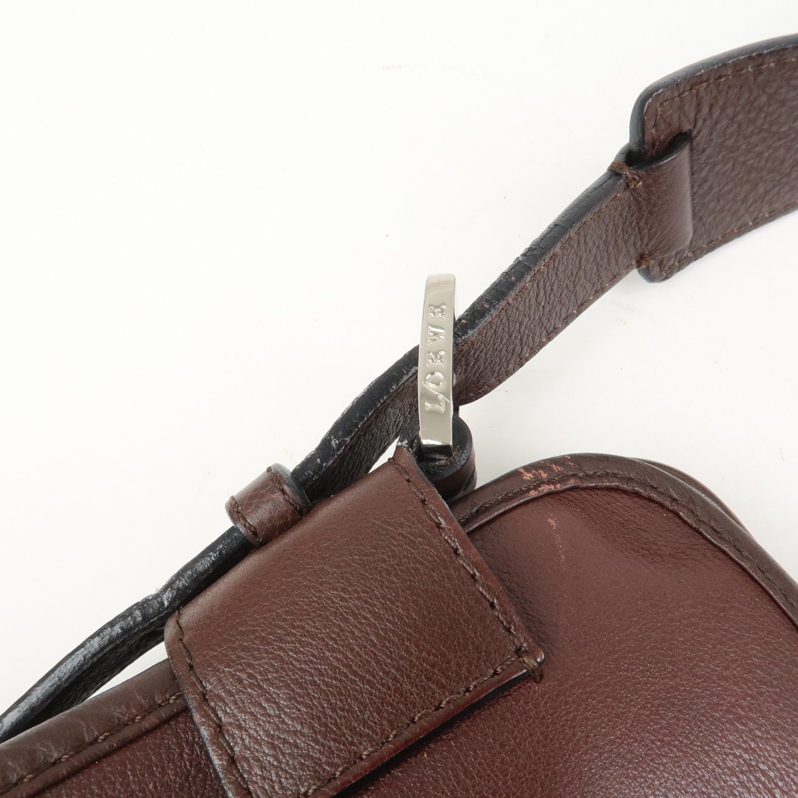 LOEWE Anagram Logo Leather Shoulder Bag Crossbody Bag Brown