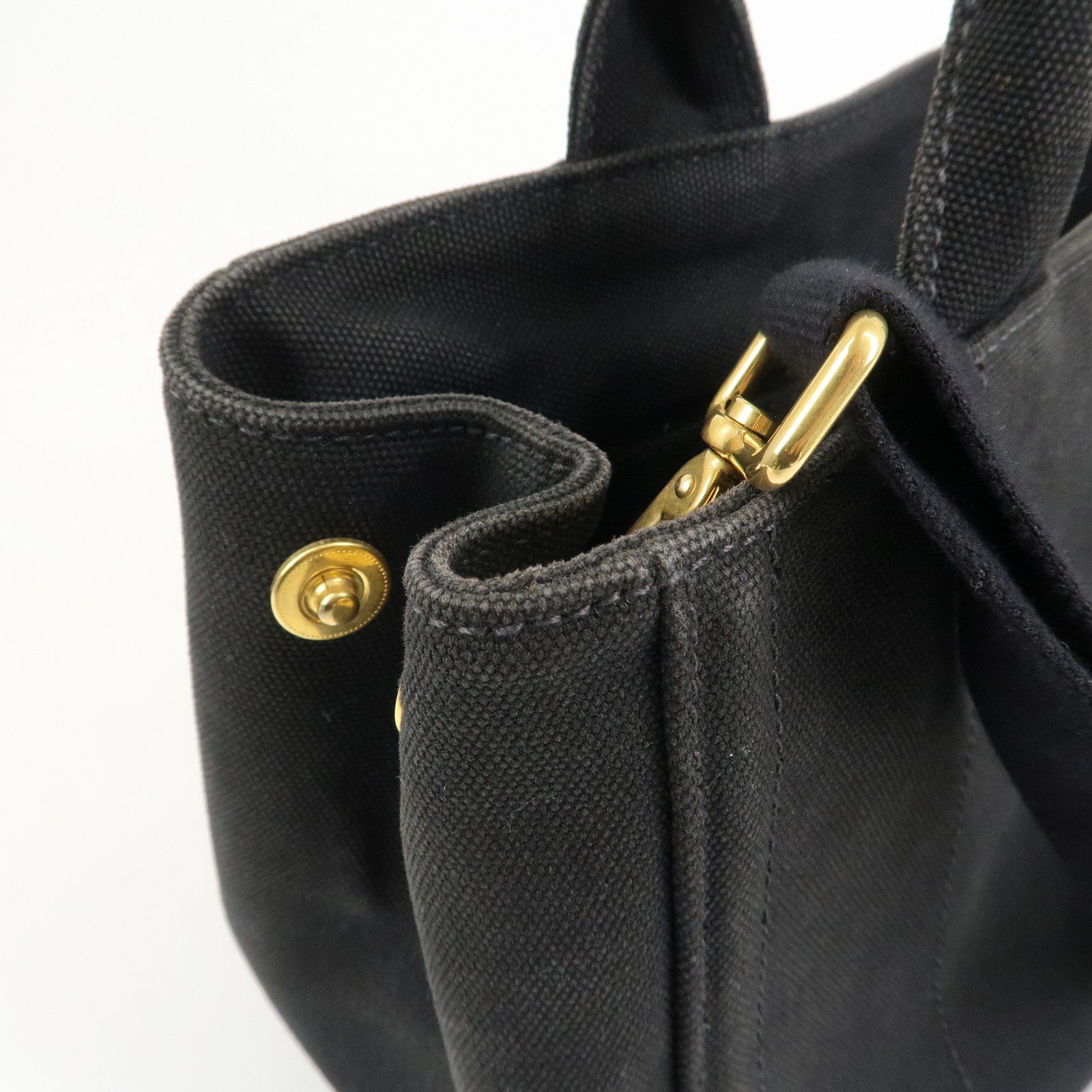 PRADA Triangle Logo Denim Canapa Bijoux 2Way Hand Bag Black B2642B