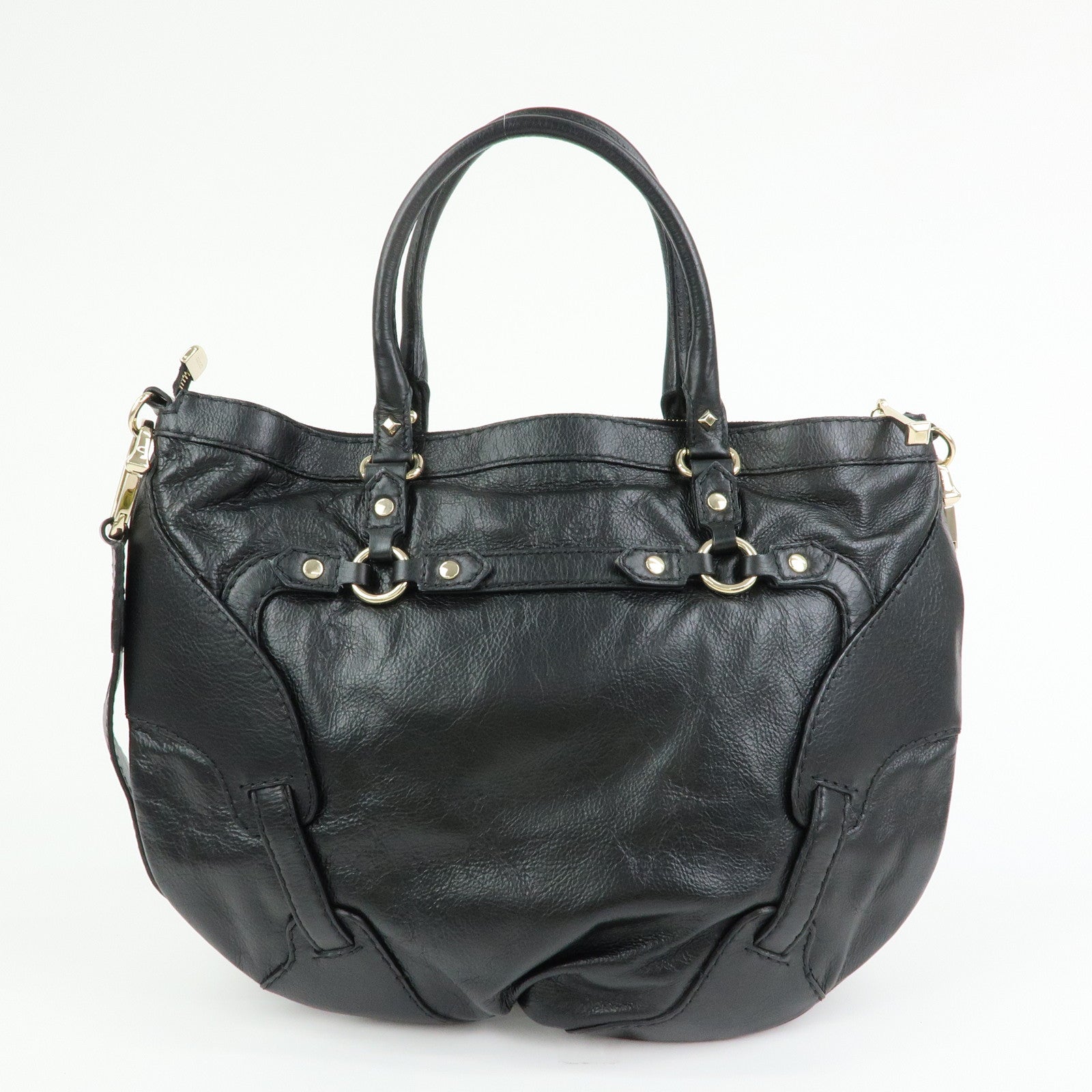 GUCCI Horsebit Leather 2Way Bag Hand Bag Shoulder Bag Black 189888