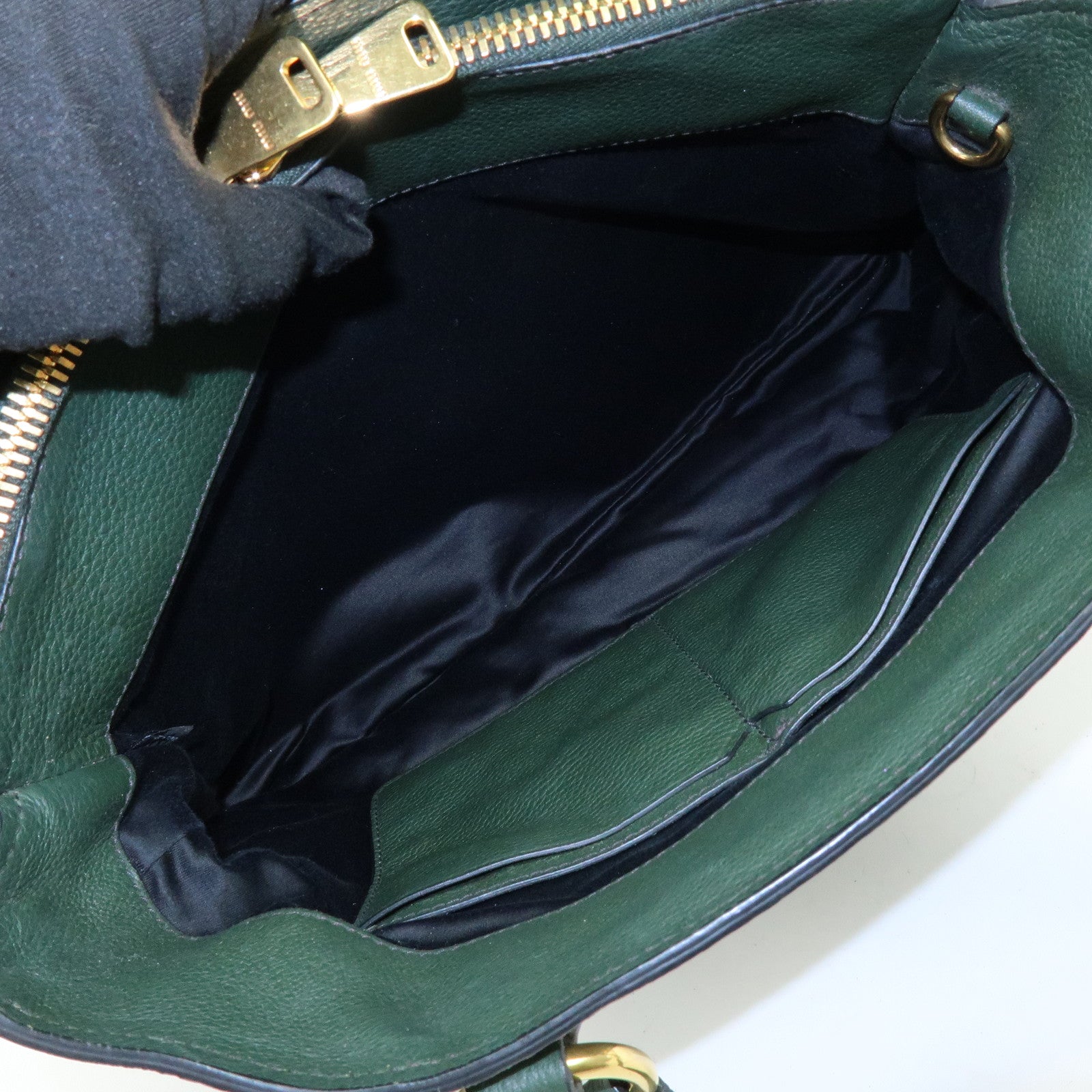 MIU MIU Logo Leather Tote Bag Shoulder Bag Hand Bag Moss Green