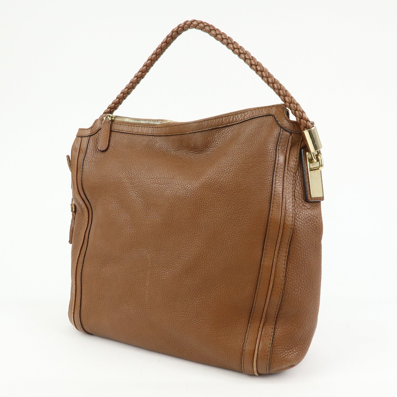 GUCCI Bamboo Leather Shoulder Bag Hand Bag Tassel Brown 269947