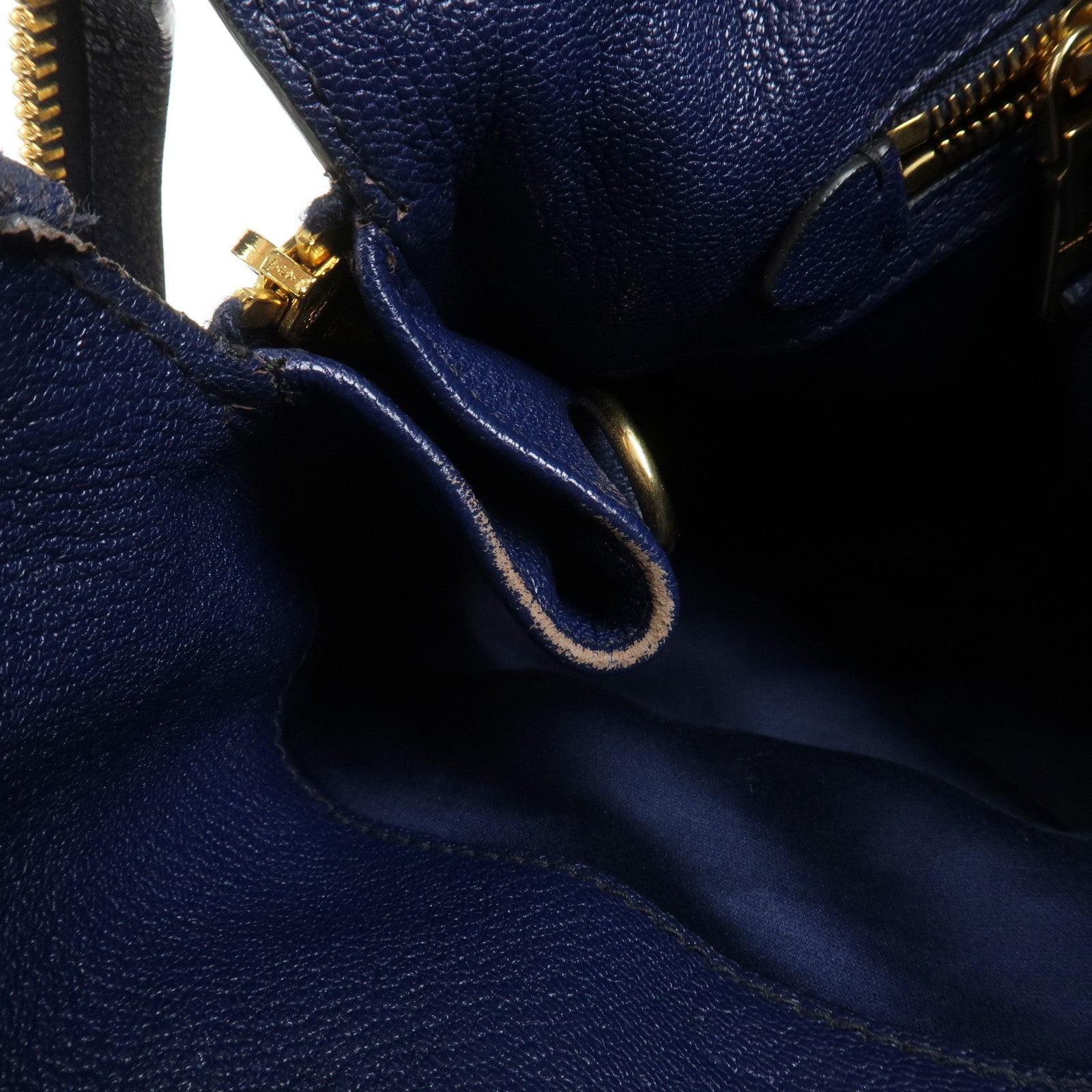 MIU MIU Madras Leather 2Way Hand Bag Shoulder Bag Blue 5BG136