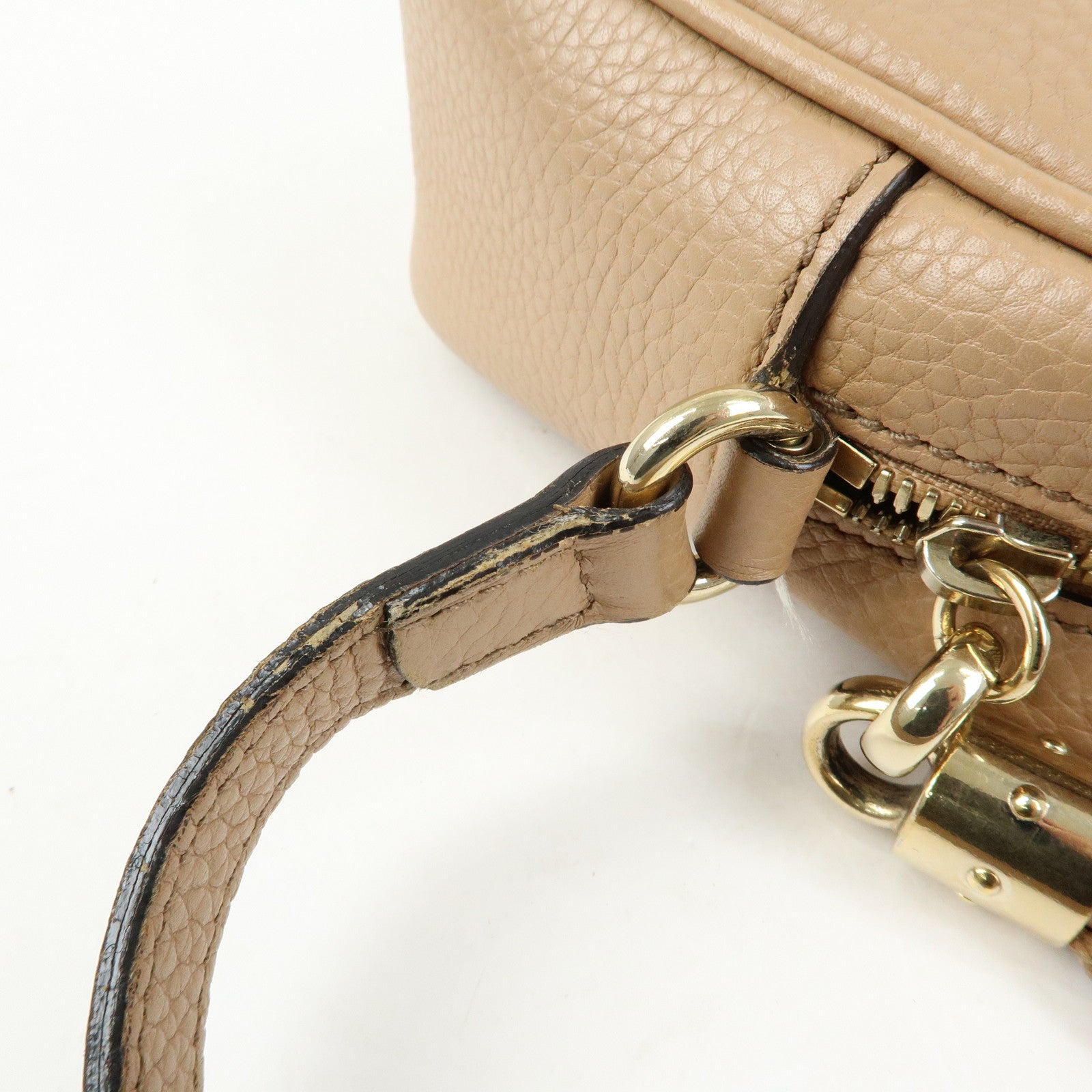 GUCCI SOHO Interlocking G Leather Shoulder Bag Beige 308364