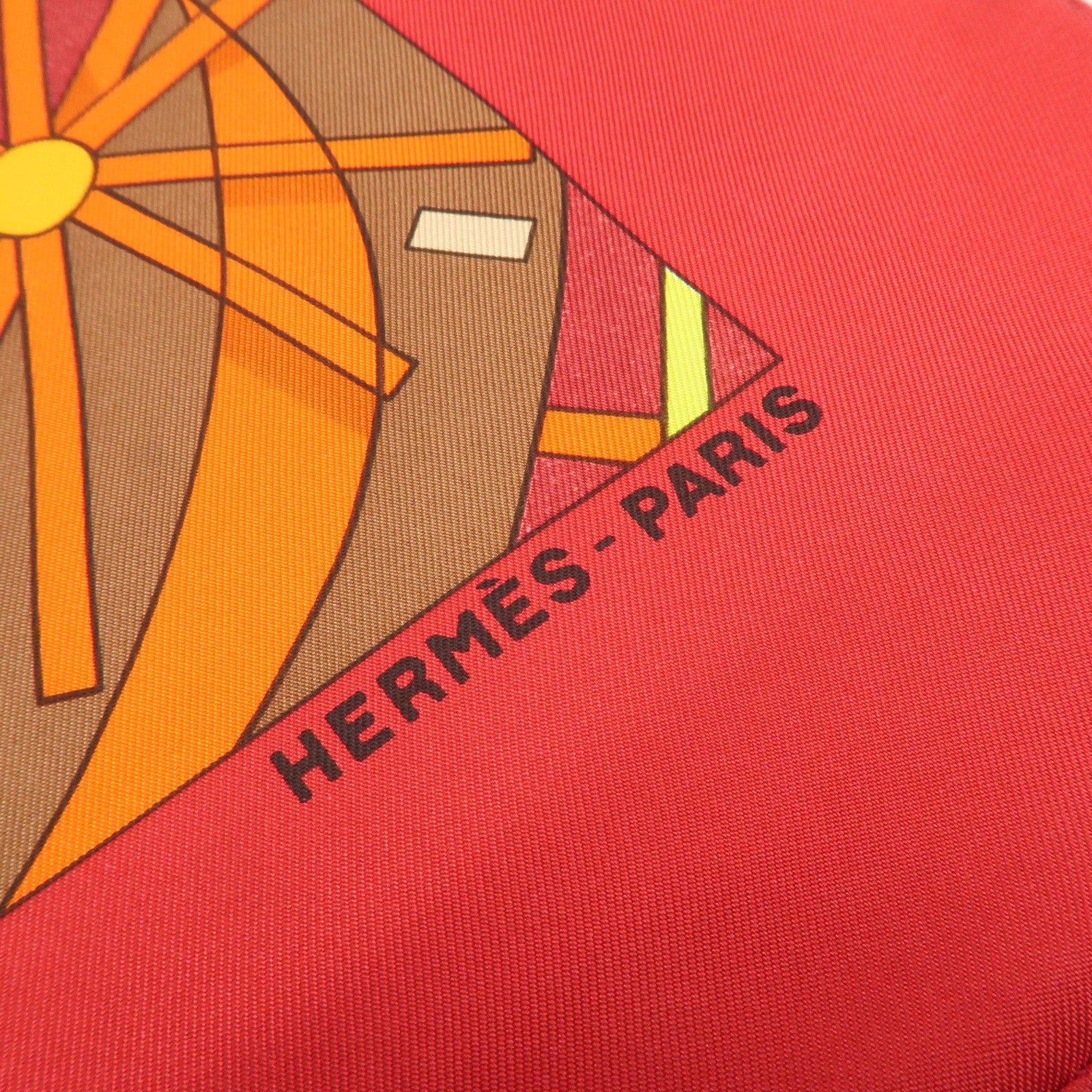 HERMES Carre 90 Silk 100% Scarf LES FOLIES DU CIEL Red Orange