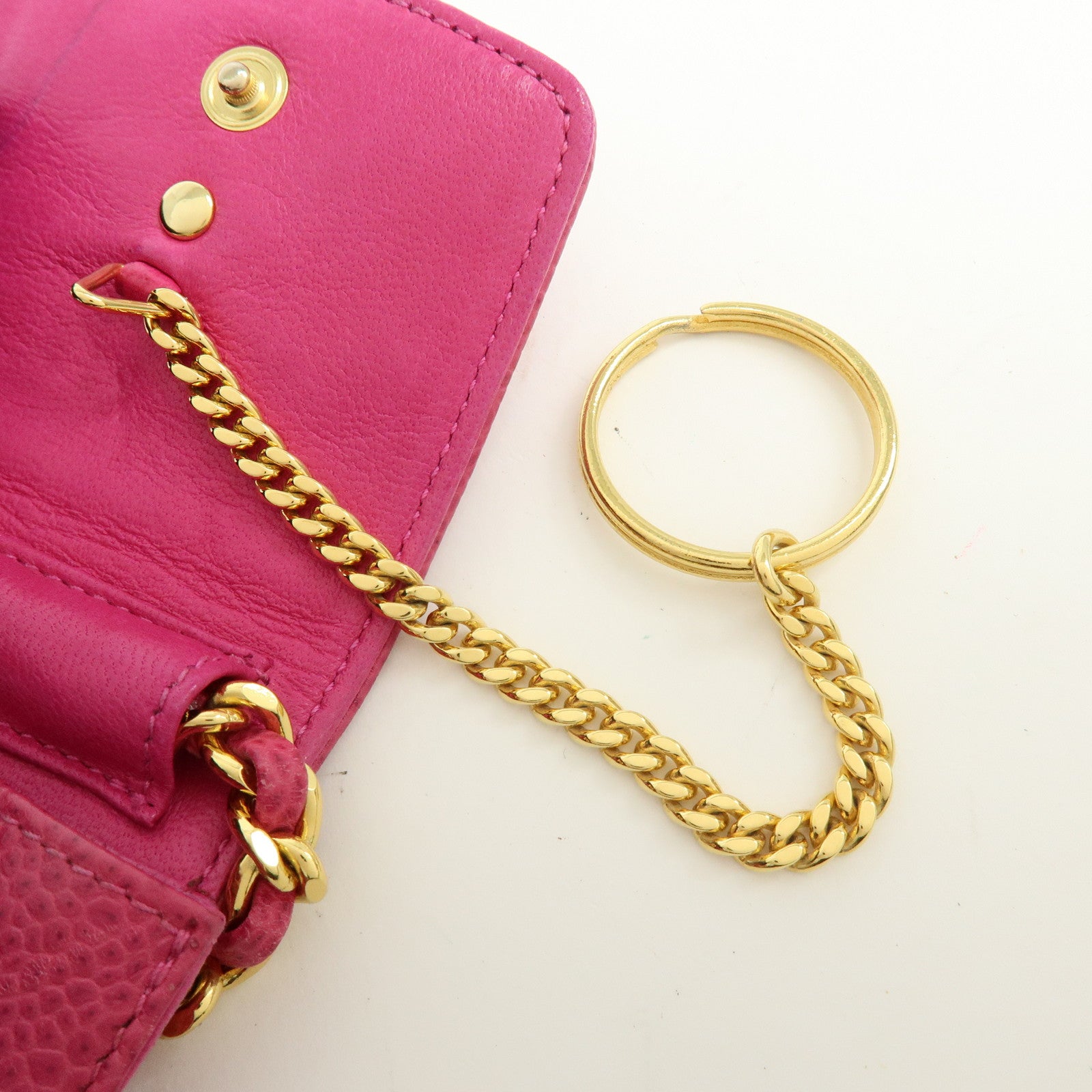 CHANEL COCO Mark Caviarskin Chain Shoulder Bag Phone Pouch Pink