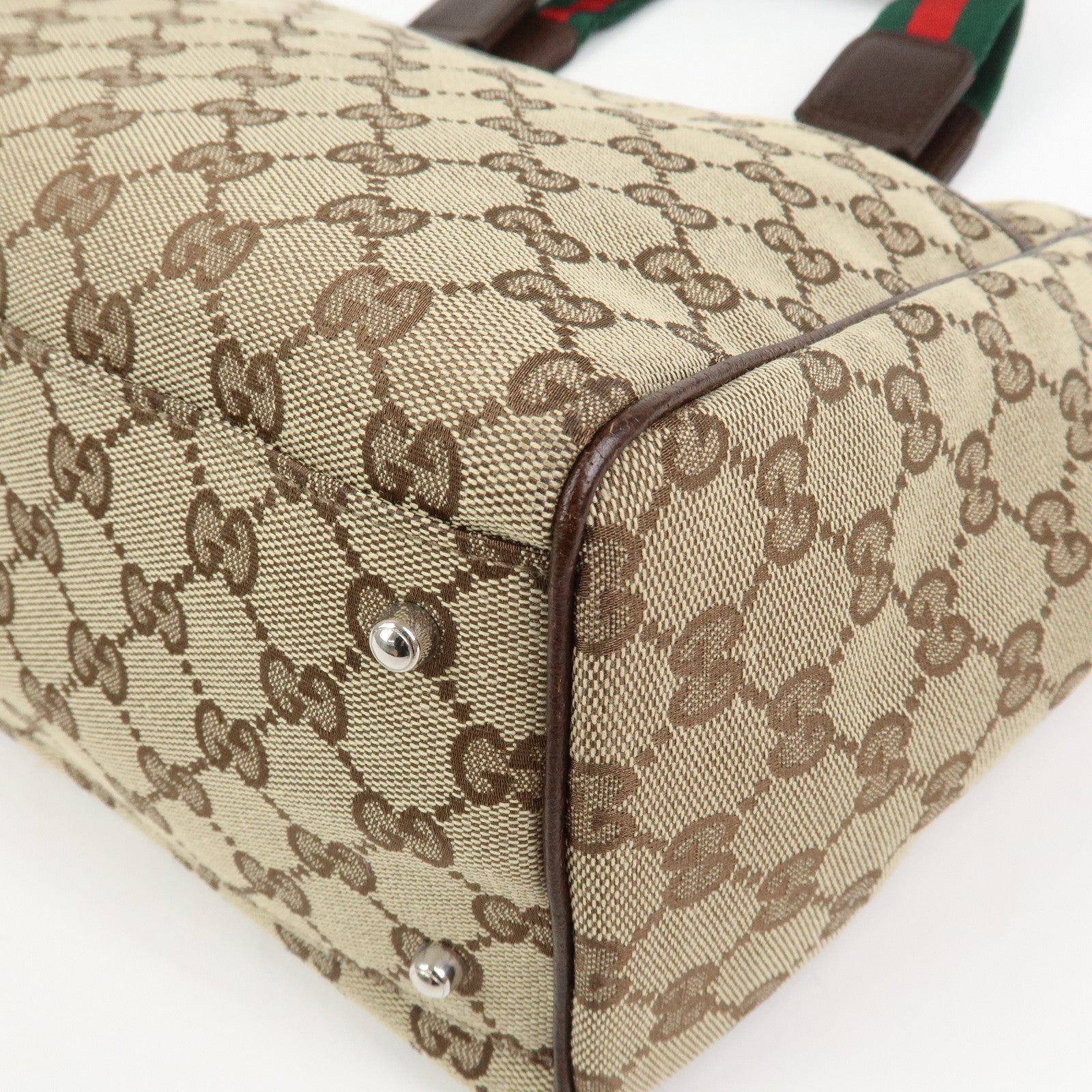 GUCCI Sherry GG Canvas Leather Tote Bag Shoulder Bag Brown 145758