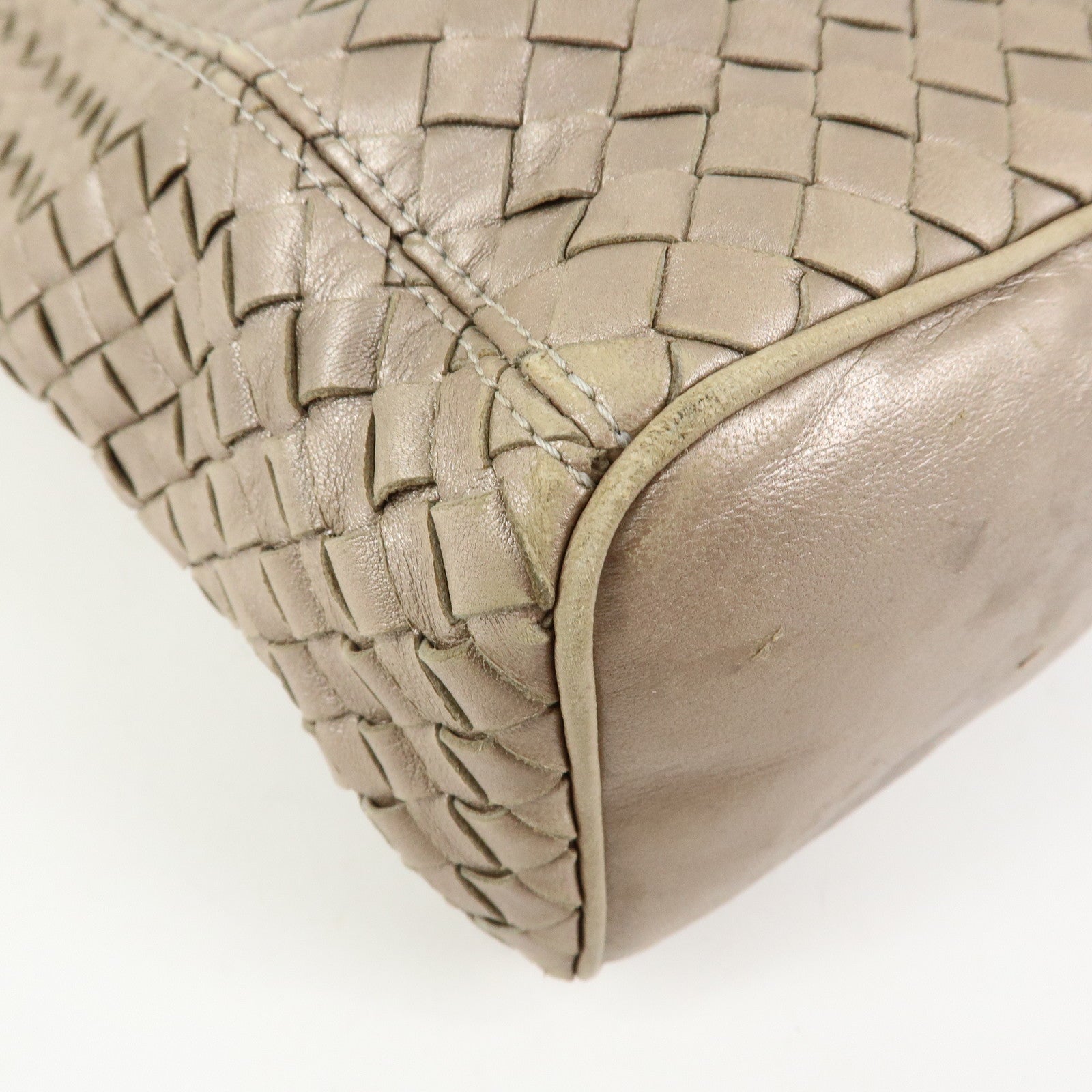 BOTTEGA VENETA Intrecciato Leather Shoulder Bag Beige