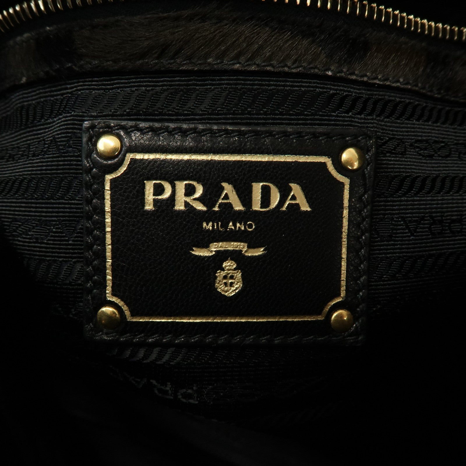 PRADA Leopard Unborn Calf Shoulder Bag Dark Brown BR4941