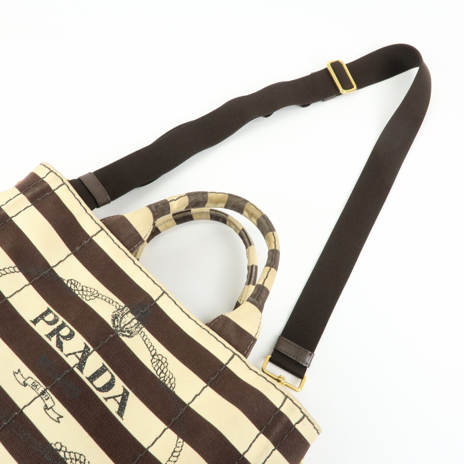 PRADA Triangle Logo Canapa Canvas 2Way Hand Bag Shoulder Bag B2642B