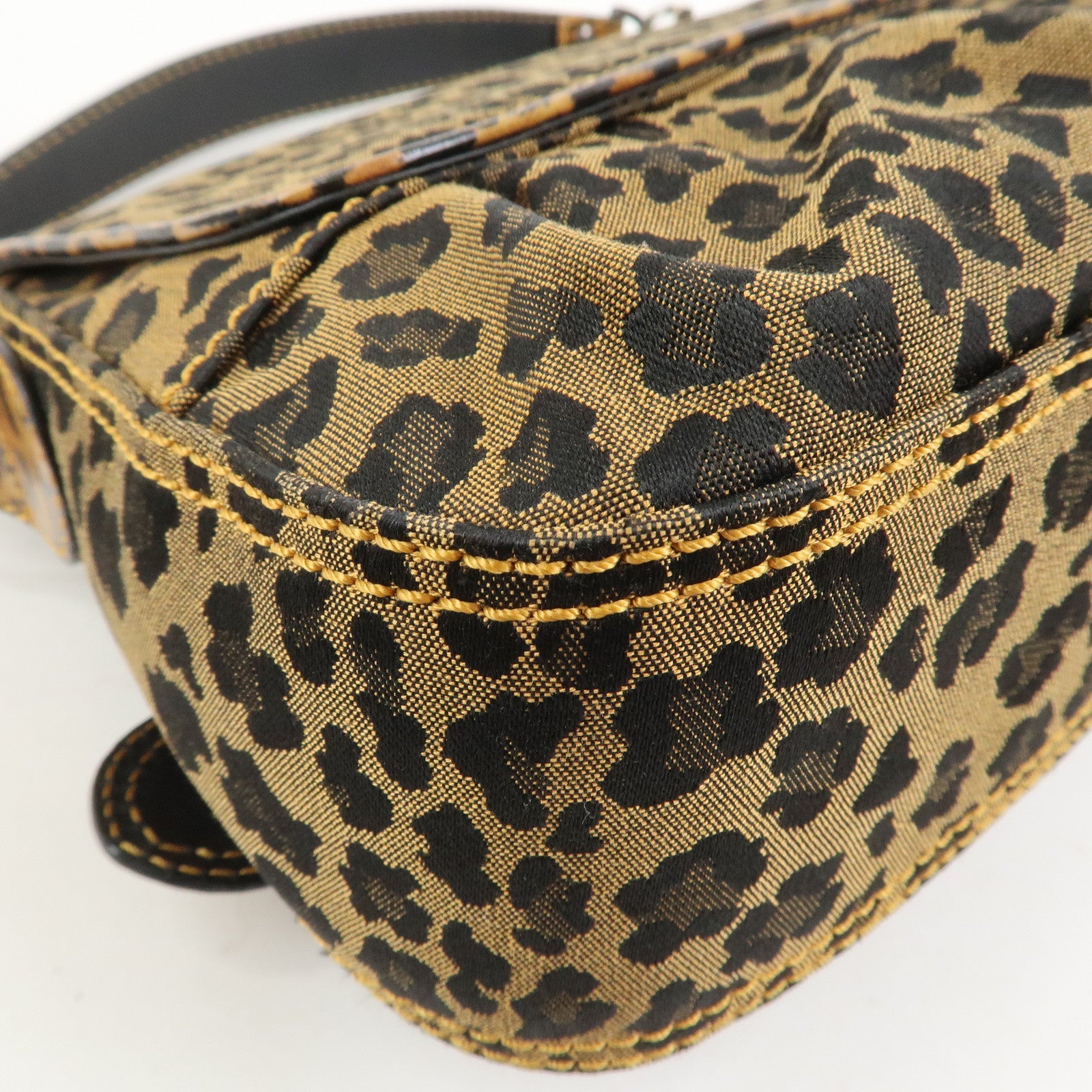 FENDI Canvas Leather Shoulder Bag Hand Bag Leopard Brown 8BR551