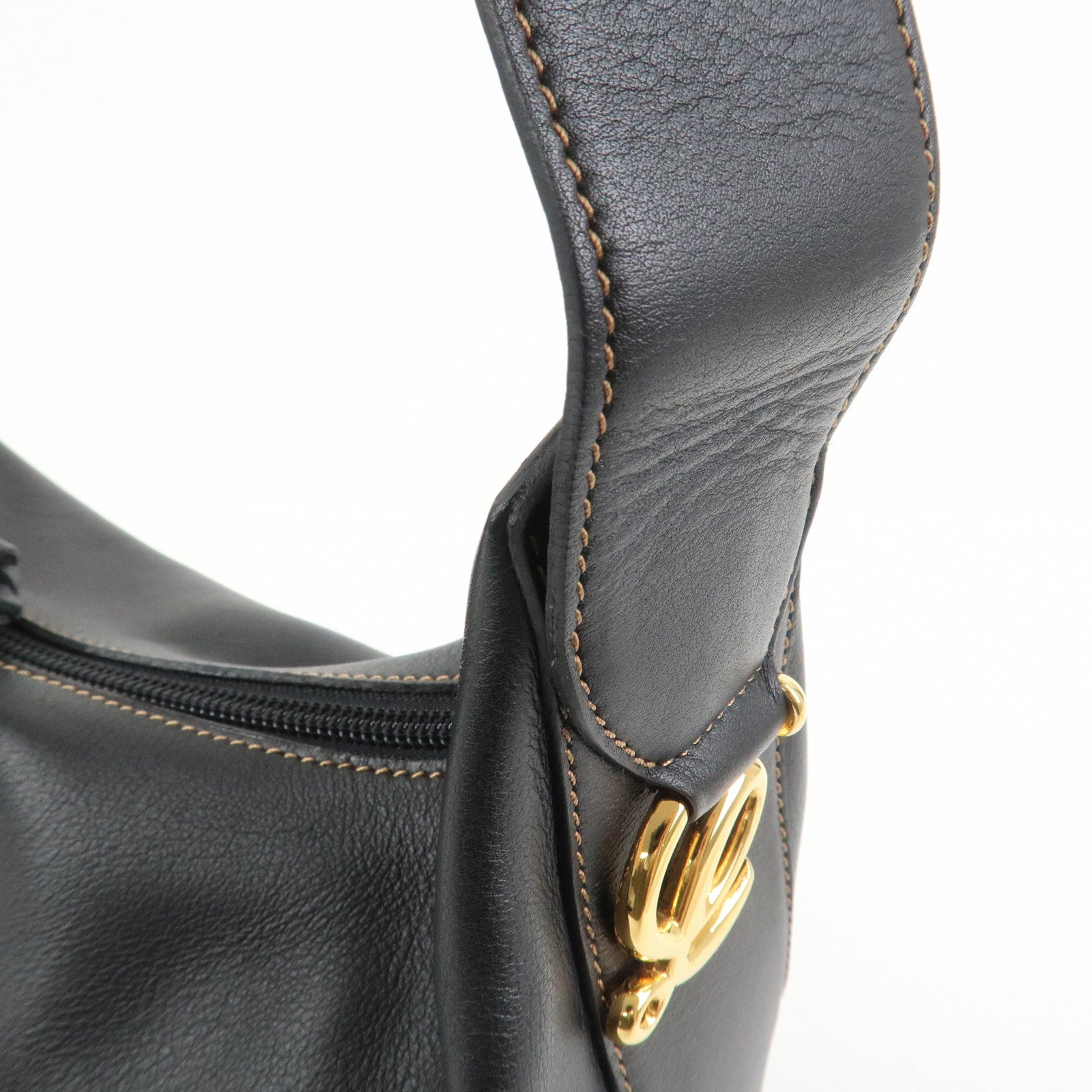 LOEWE Logo Leather Shoulder Bag Hand Bag Crossbody Bag Black