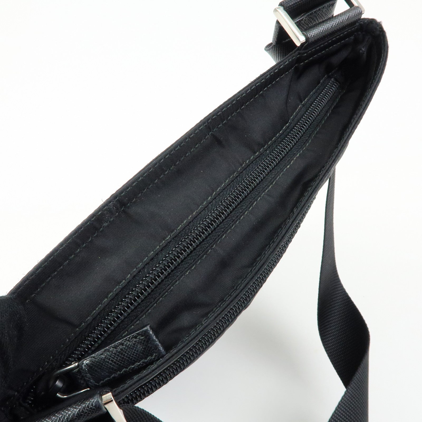 PRADA Triangle Logo Nylon Shoulder Bag Crossbody Bag Black 1BH978